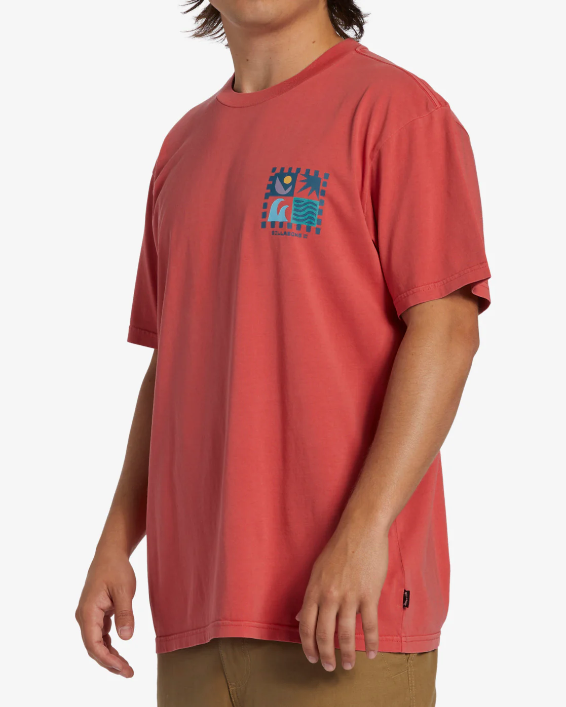 Billabong Boxed In Short Sleeve Wave Washed T-Shirt - Coral -Biliabong Outlet