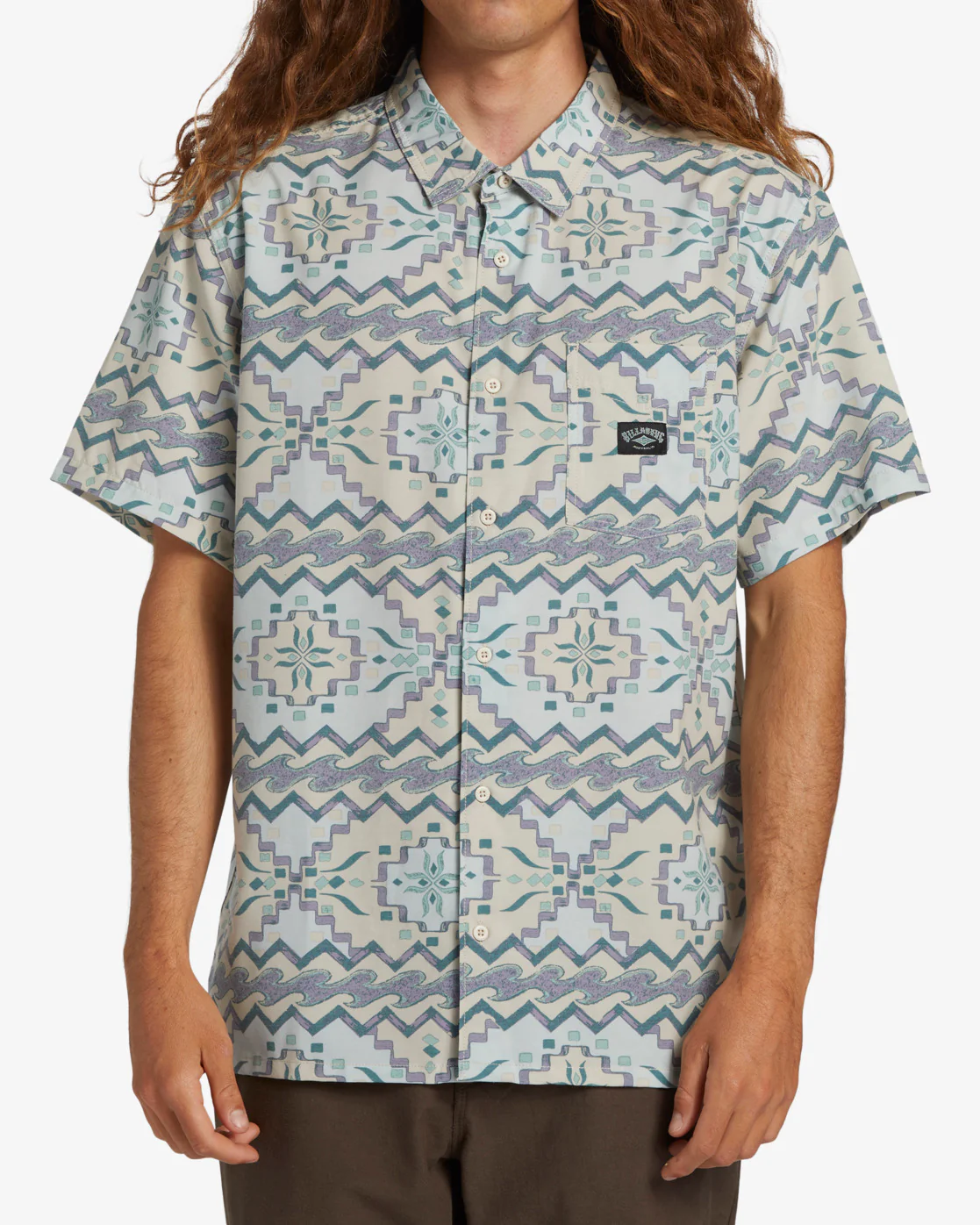 Billabong Surftrek Trail Short Sleeve Woven Shirt - Seafoam -Biliabong Outlet