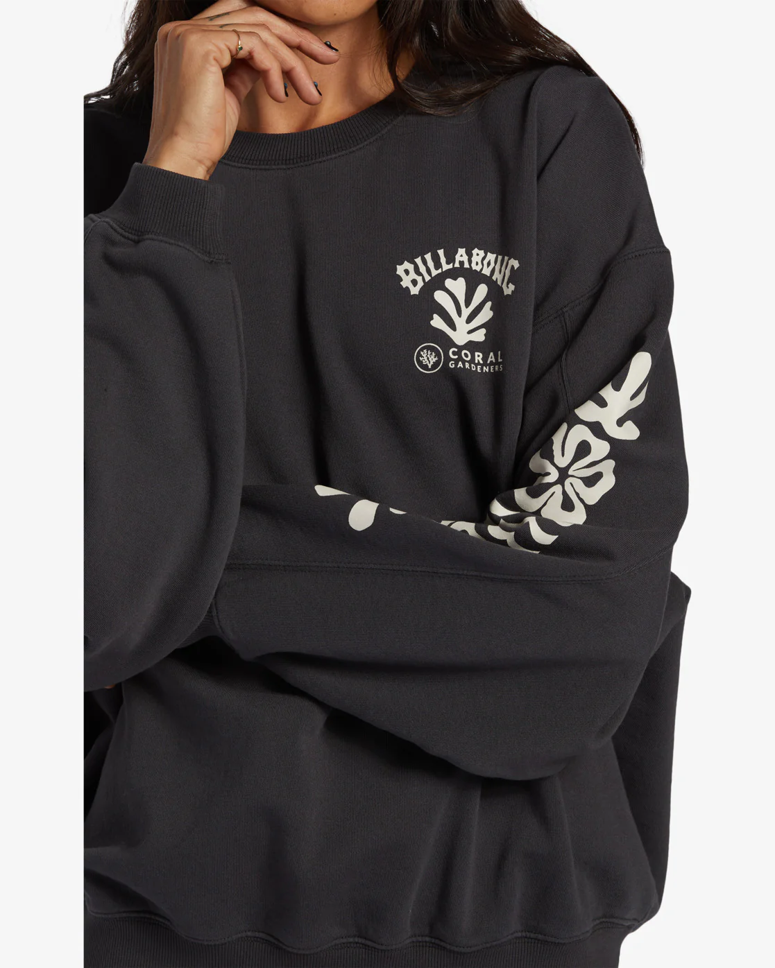 Billabong Beyond The Reef Crew Neck Sweatshirt - Black Sands -Biliabong Outlet