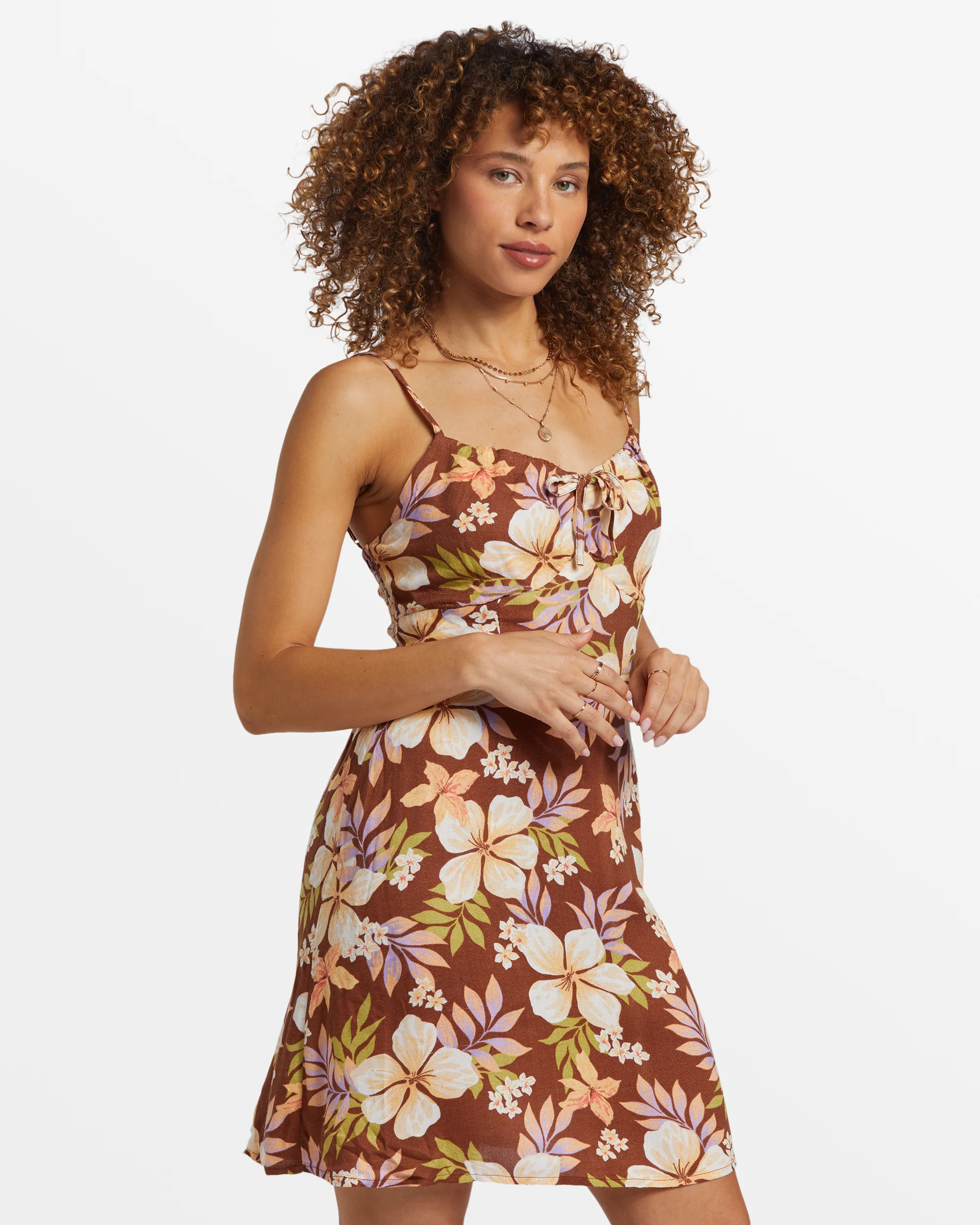 Billabong Island Calling Mini Dress - Toasted Coconut -Biliabong Outlet