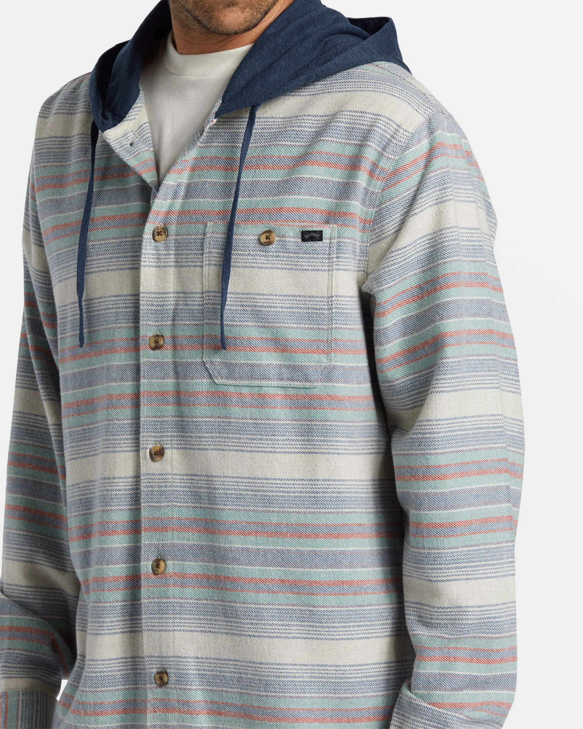 Billabong Baja Hooded Flannel Shirt - Slate Blue -Biliabong Outlet