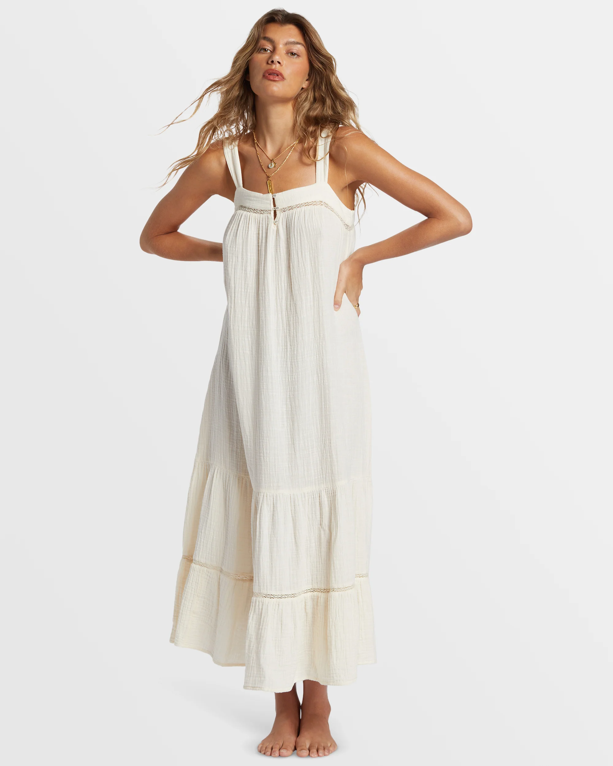 Billabong Summers End Maxi Dress - White Cap -Biliabong Outlet