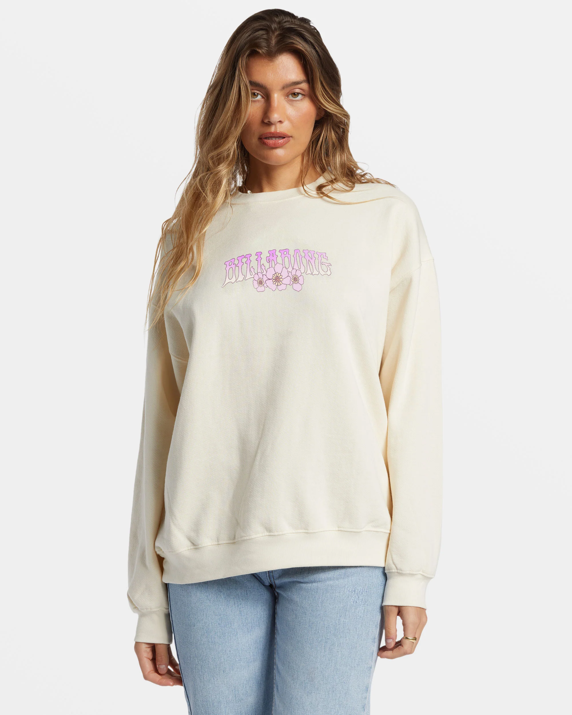 Billabong Ride In Oversized Crewneck Sweatshirt - White Cap 1 -Biliabong Outlet