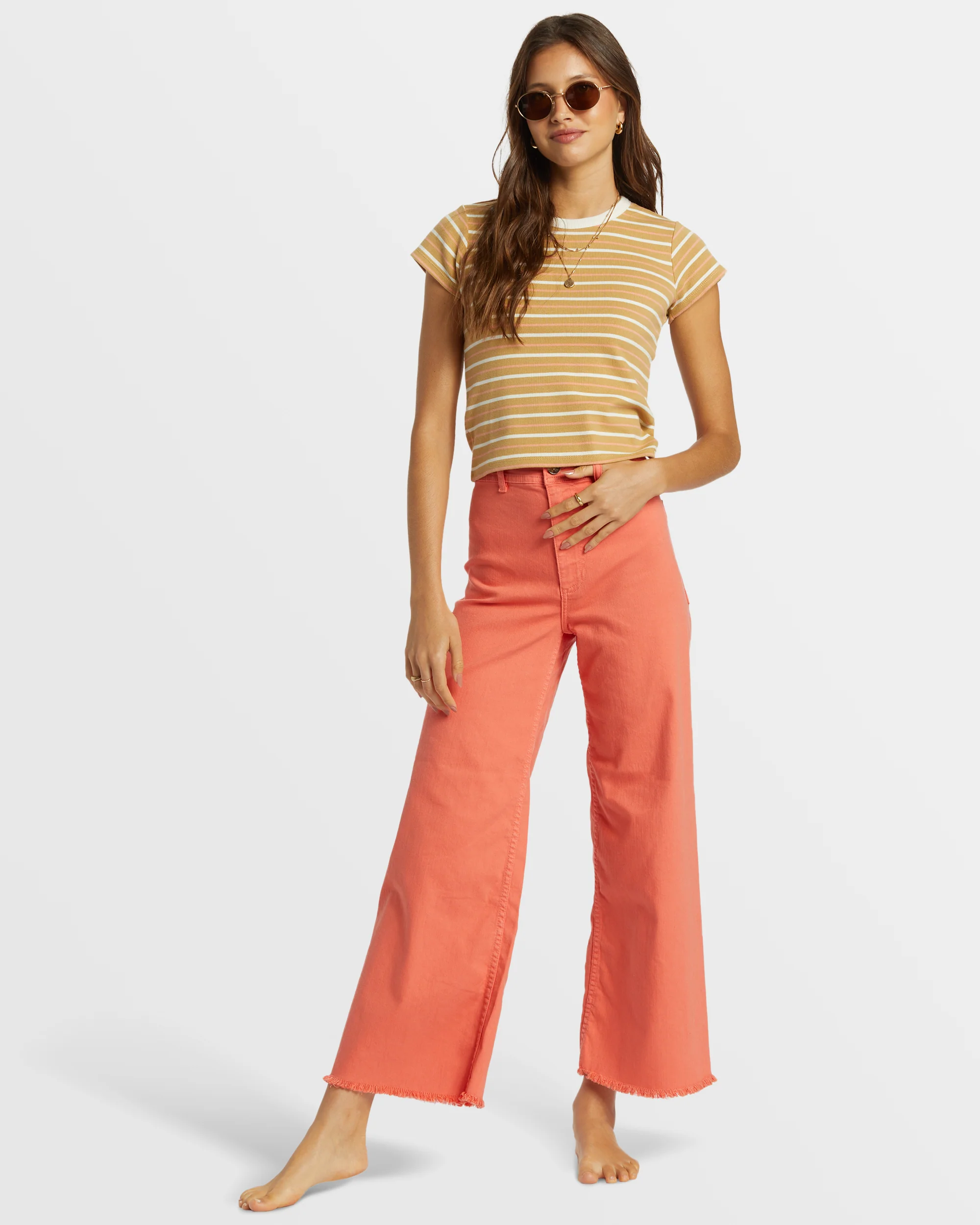 Billabong Free Fall High-Waist Pants - Papaya -Biliabong Outlet
