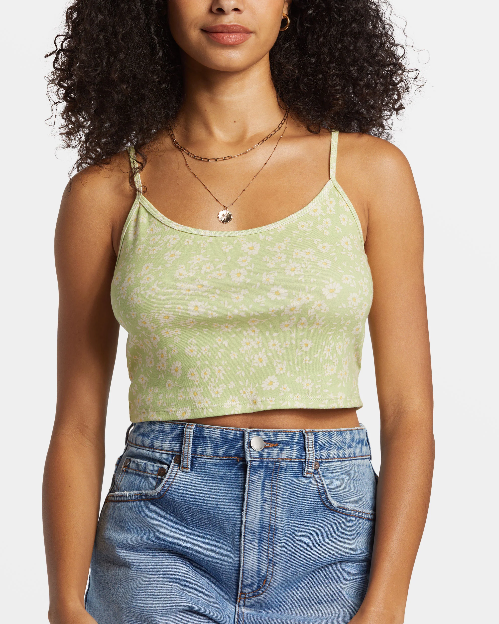 Billabong Aloe Cropped Tank Top - Willow -Biliabong Outlet