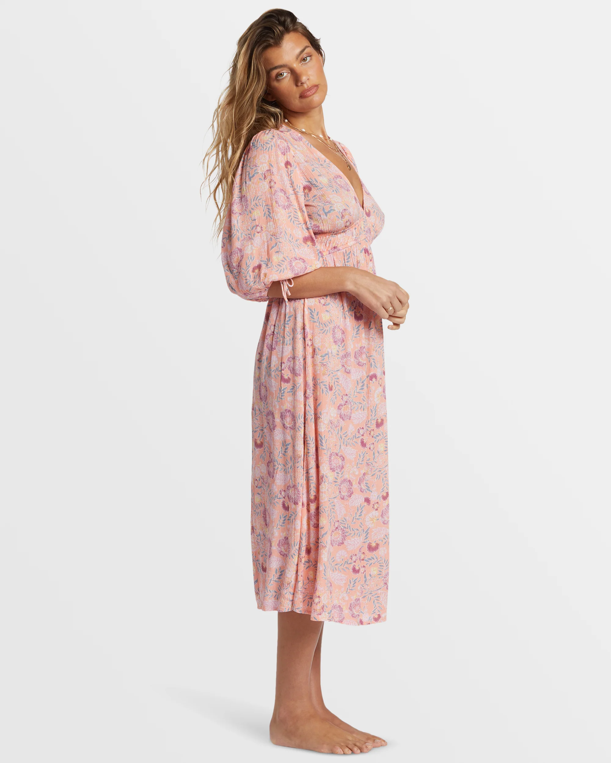Billabong Paradise Sky Midi Dress - Peach Paradise -Biliabong Outlet