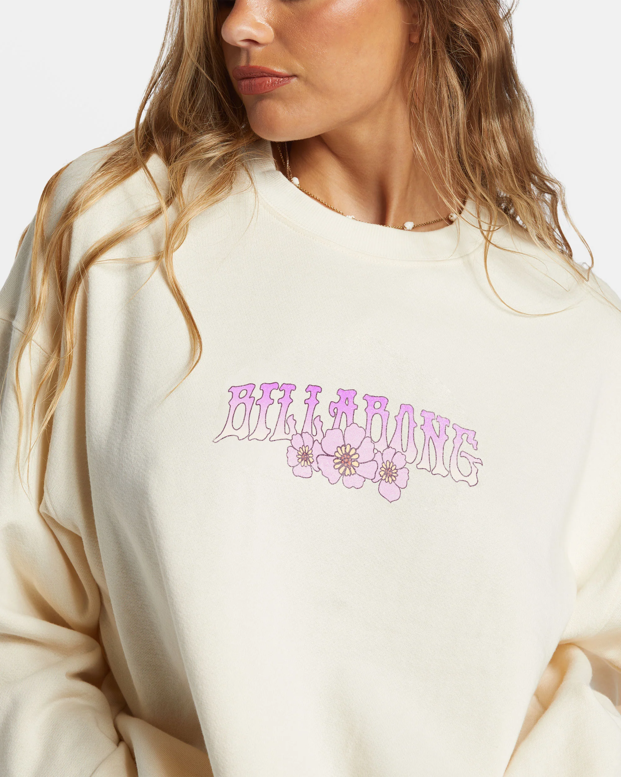 Billabong Ride In Oversized Crewneck Sweatshirt - White Cap 1 -Biliabong Outlet
