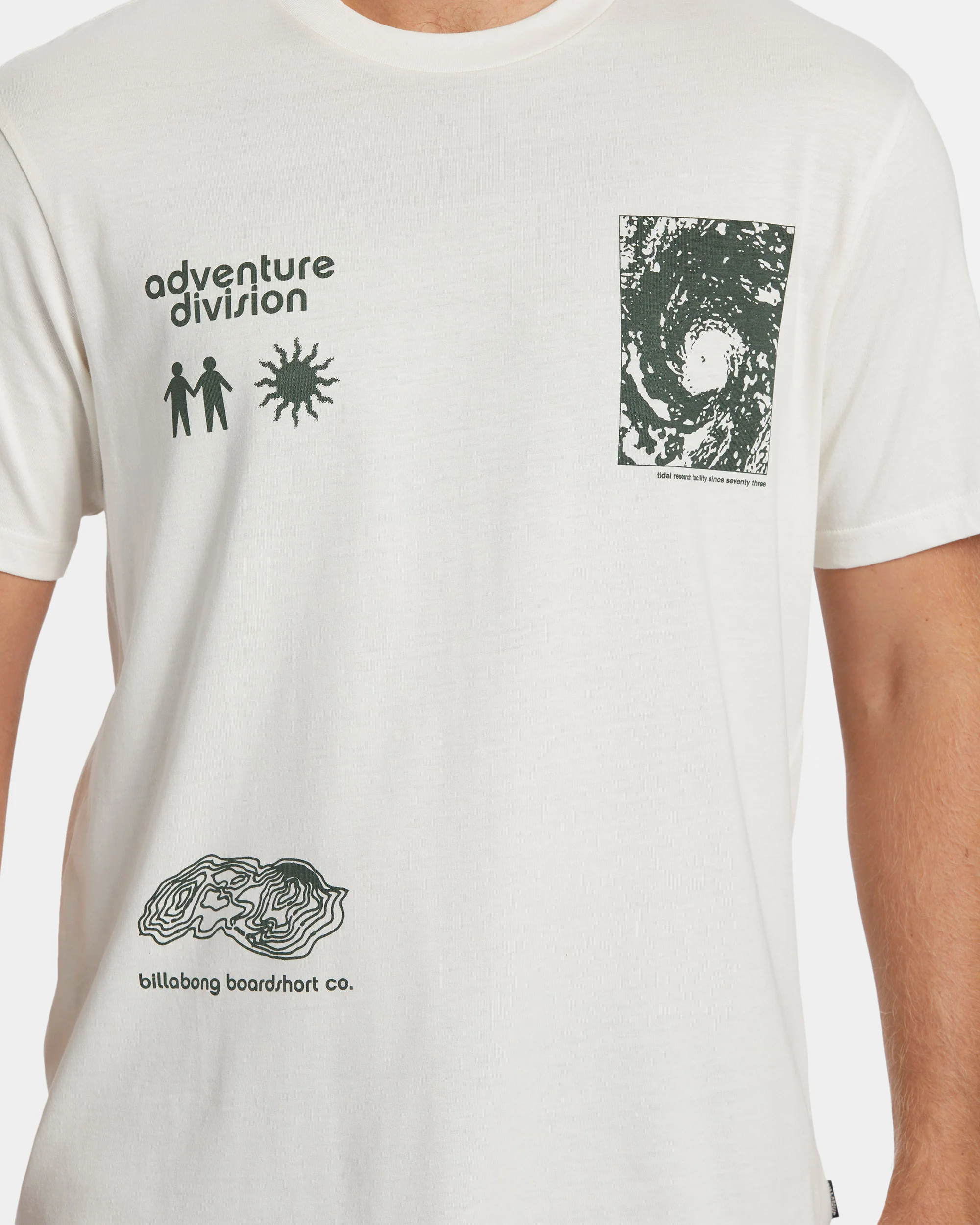 Billabong Tidal Research T-Shirt - Off White -Biliabong Outlet