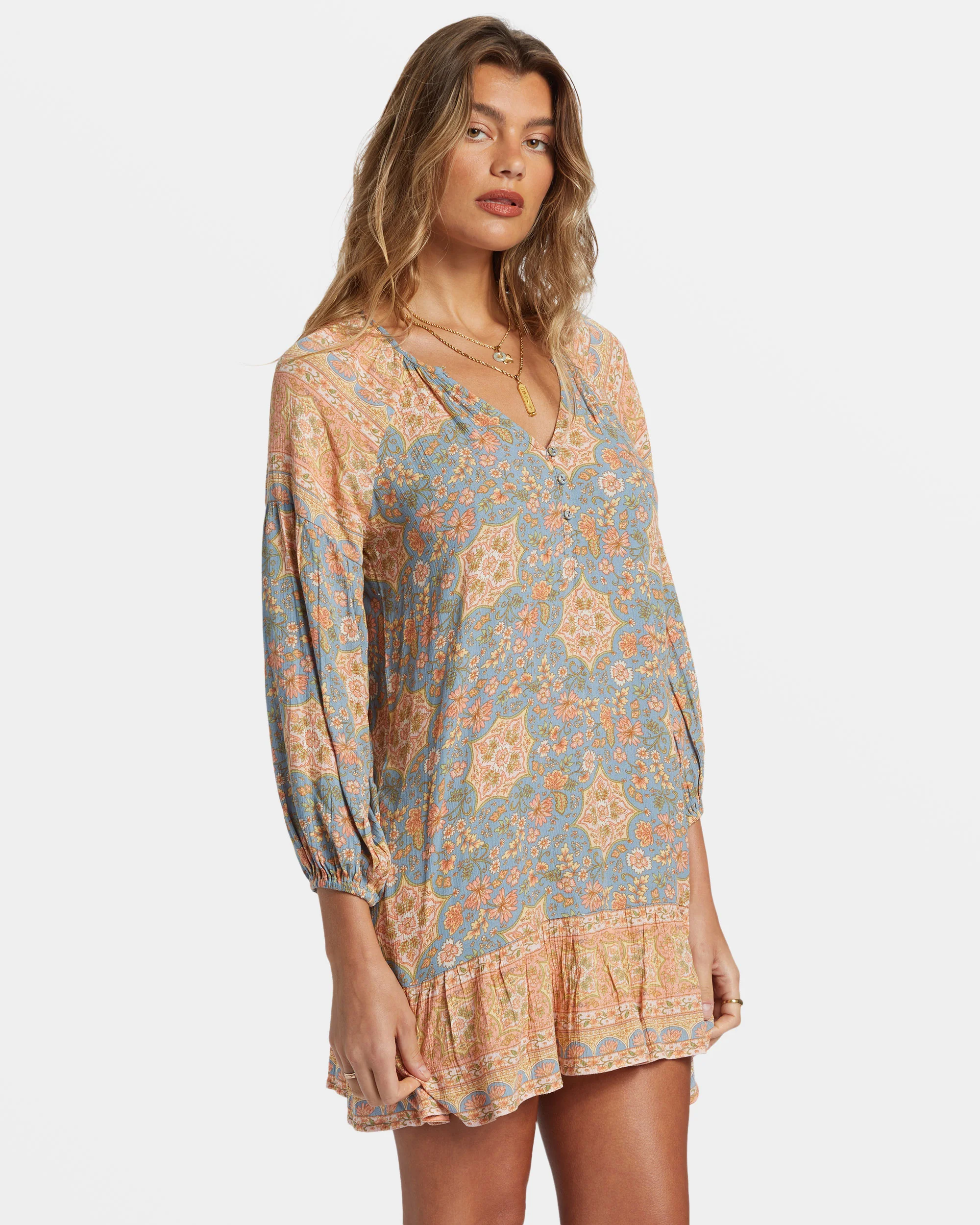 Billabong Shes A Dreamer Mini Dress - Western Sky -Biliabong Outlet