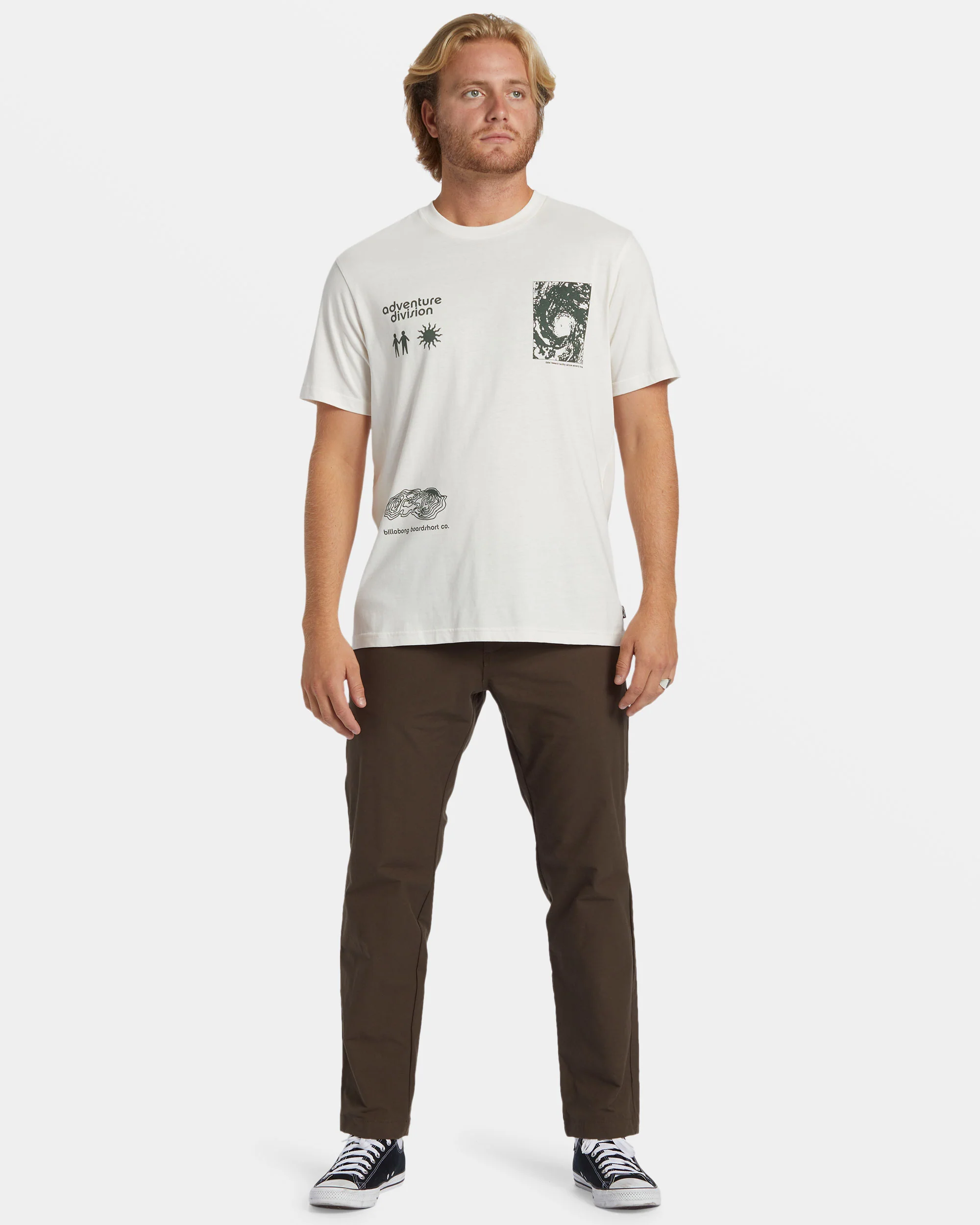 Billabong Tidal Research T-Shirt - Off White -Biliabong Outlet