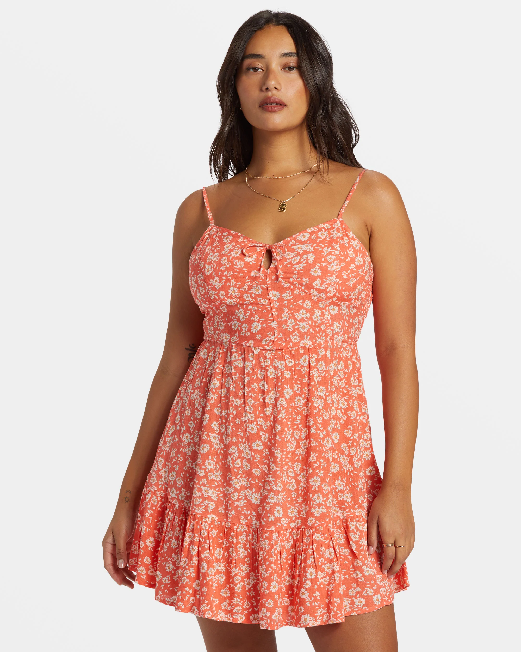 Billabong Texas Mini Dress - Papaya -Biliabong Outlet