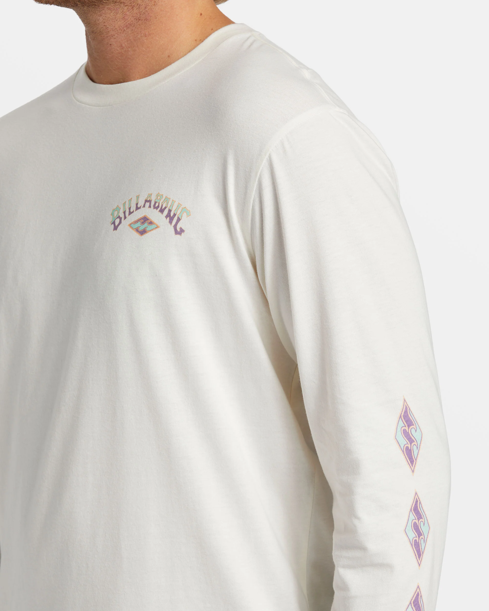 Billabong Crayon Wave Long Sleeve T-shirt - Off White -Biliabong Outlet