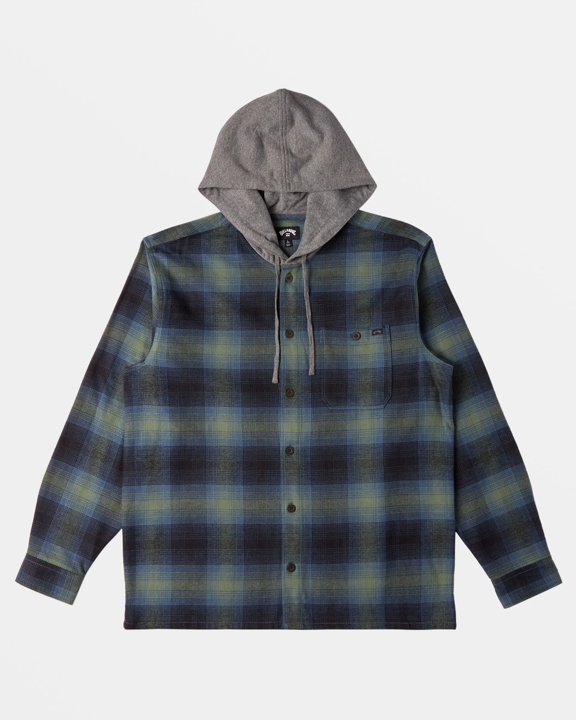 Billabong Baja Hooded Flannel Shirt - Fern -Biliabong Outlet