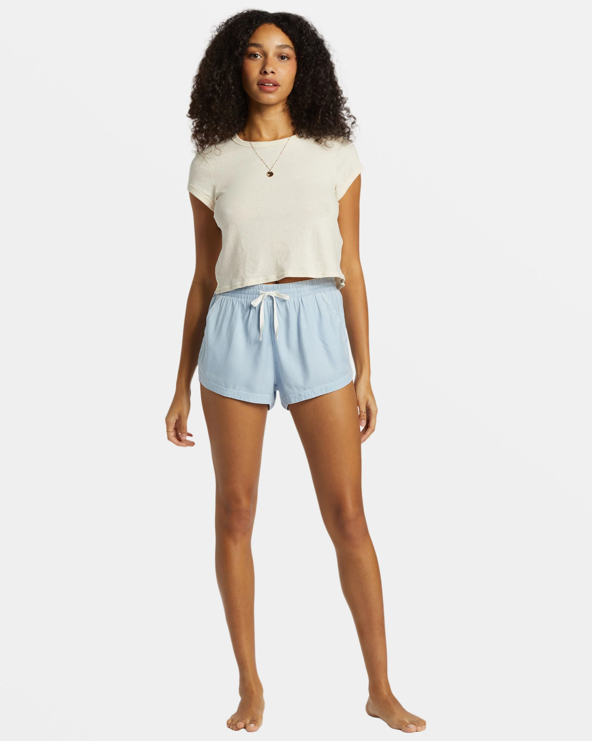 Billabong Road Trippin Elastic Waist Shorts - Washed Chambray -Biliabong Outlet