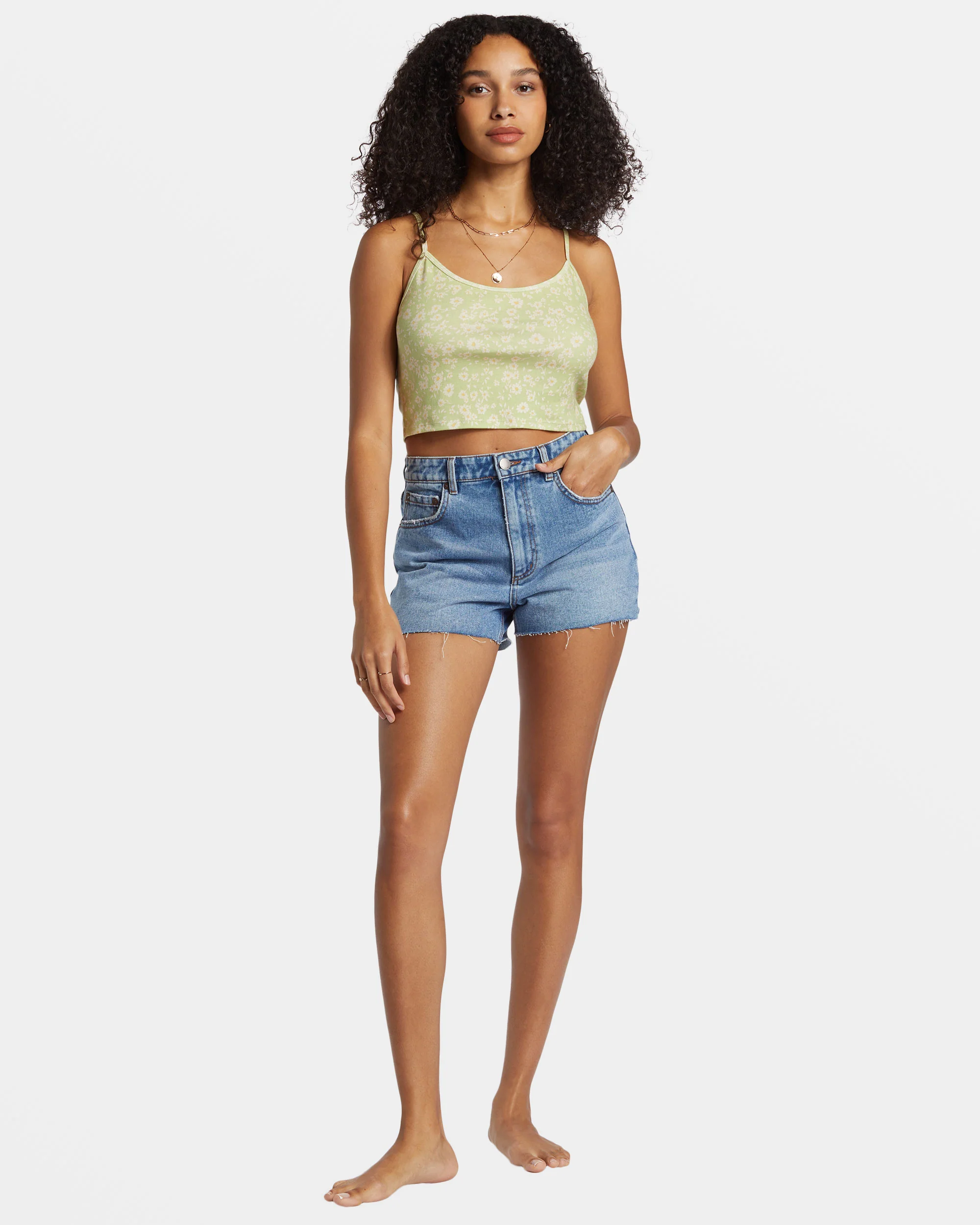 Billabong Aloe Cropped Tank Top - Willow -Biliabong Outlet