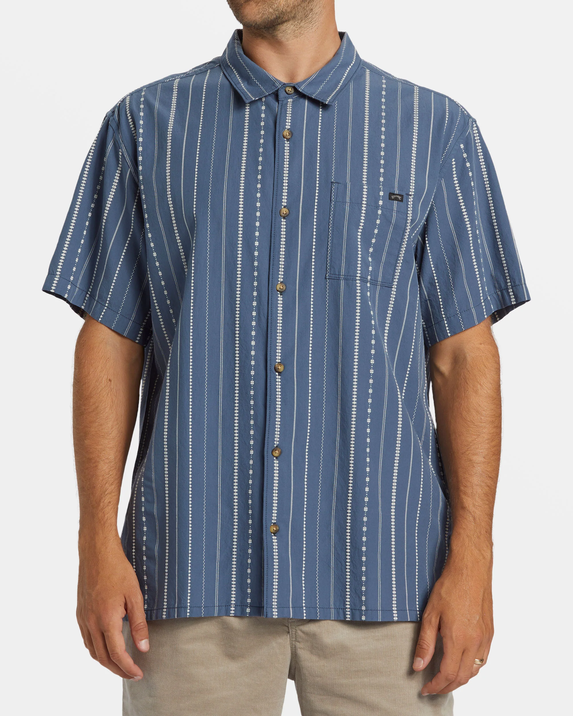 Billabong Sundays Jacquard Short Sleeve Shirt - Smoke Blue -Biliabong Outlet