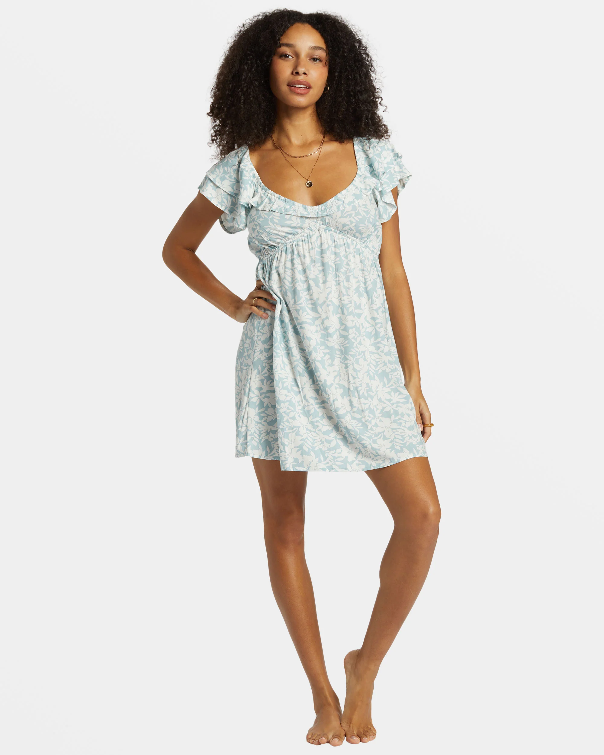 Billabong Enchant Me Mini Dress - Dusk Blue -Biliabong Outlet