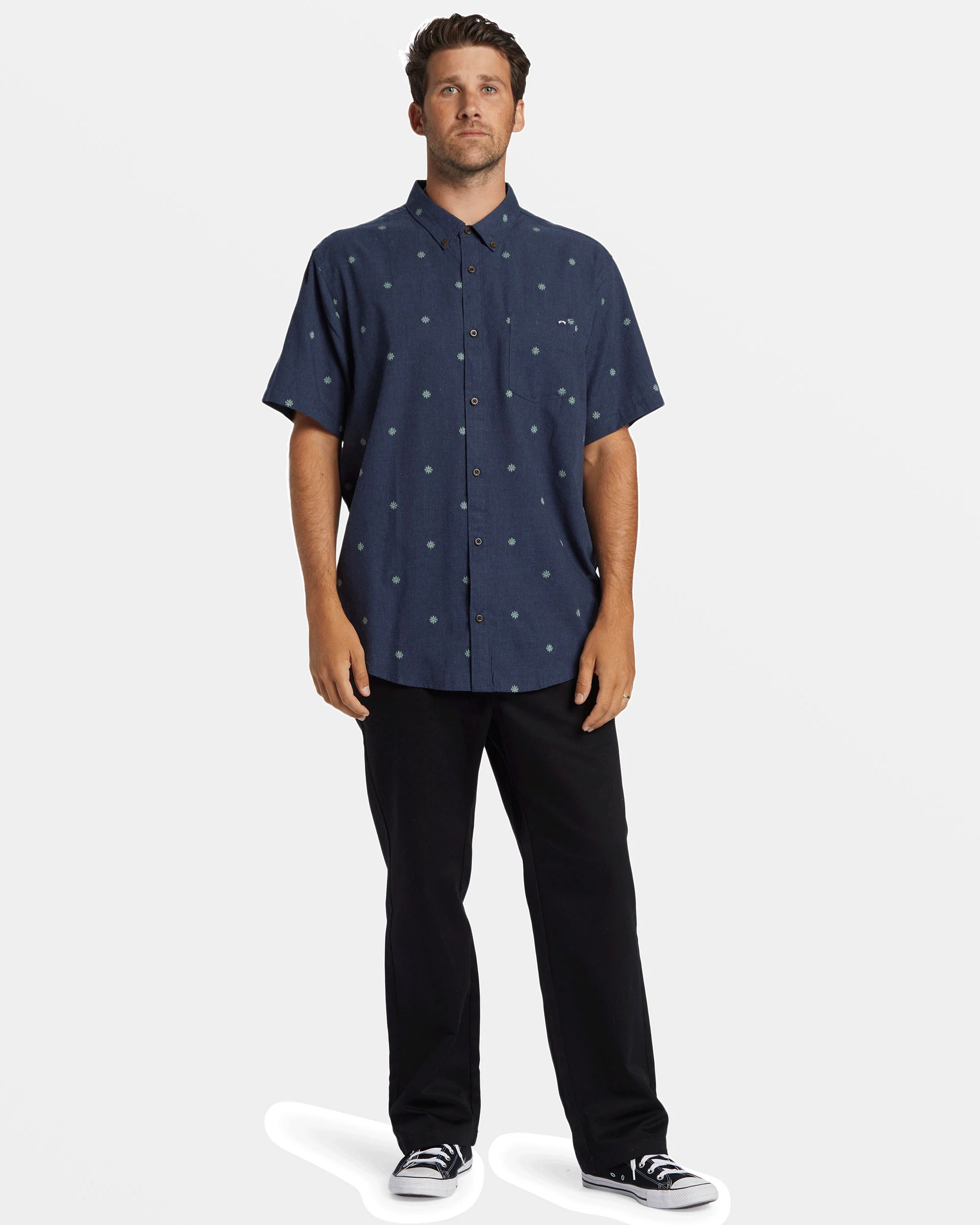 Billabong All Day Jacquard Short Sleeve Shirt - Dusty Navy -Biliabong Outlet