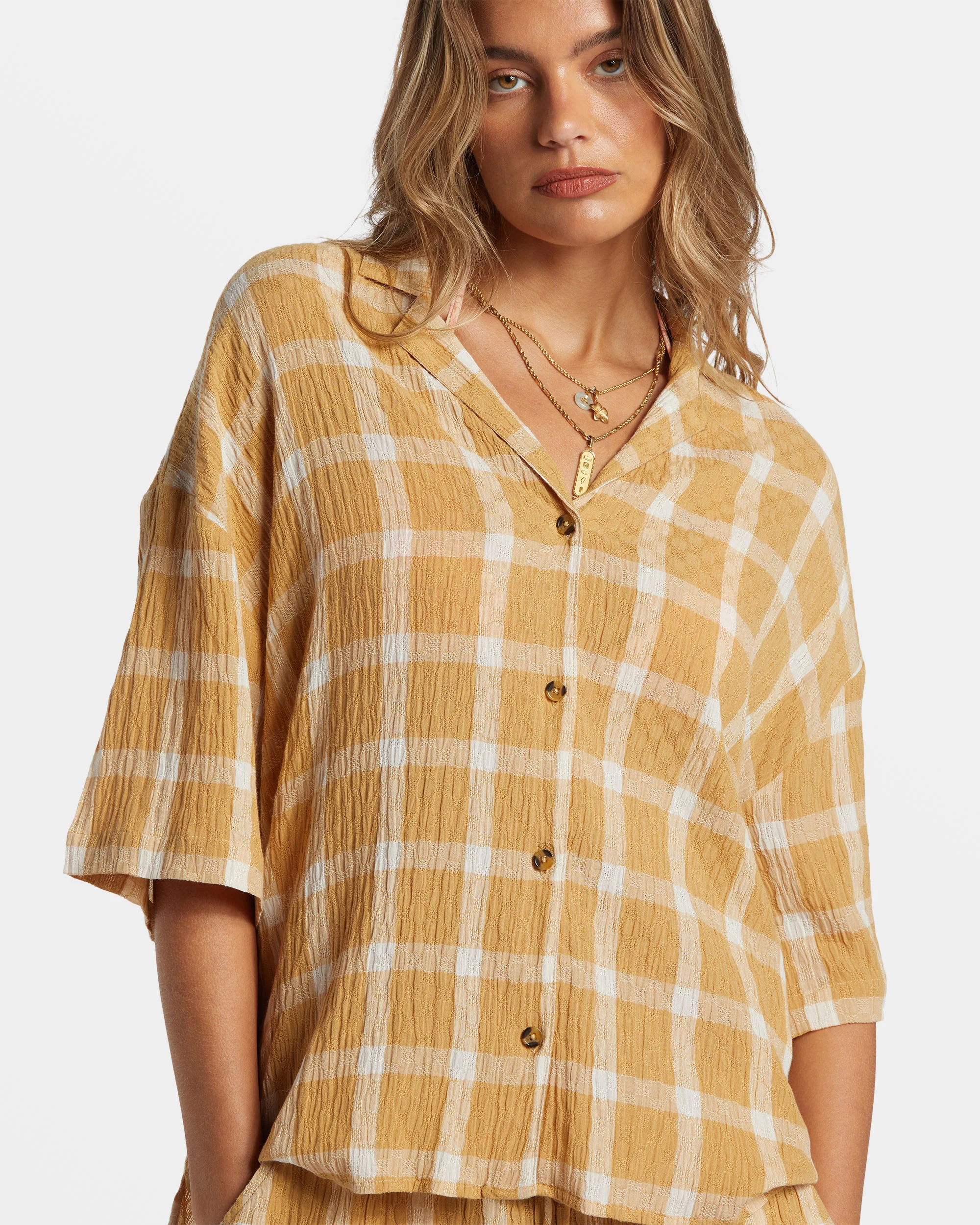 Billabong Beach Side Oversized Short Sleeve Shirt - Hemp 2 -Biliabong Outlet