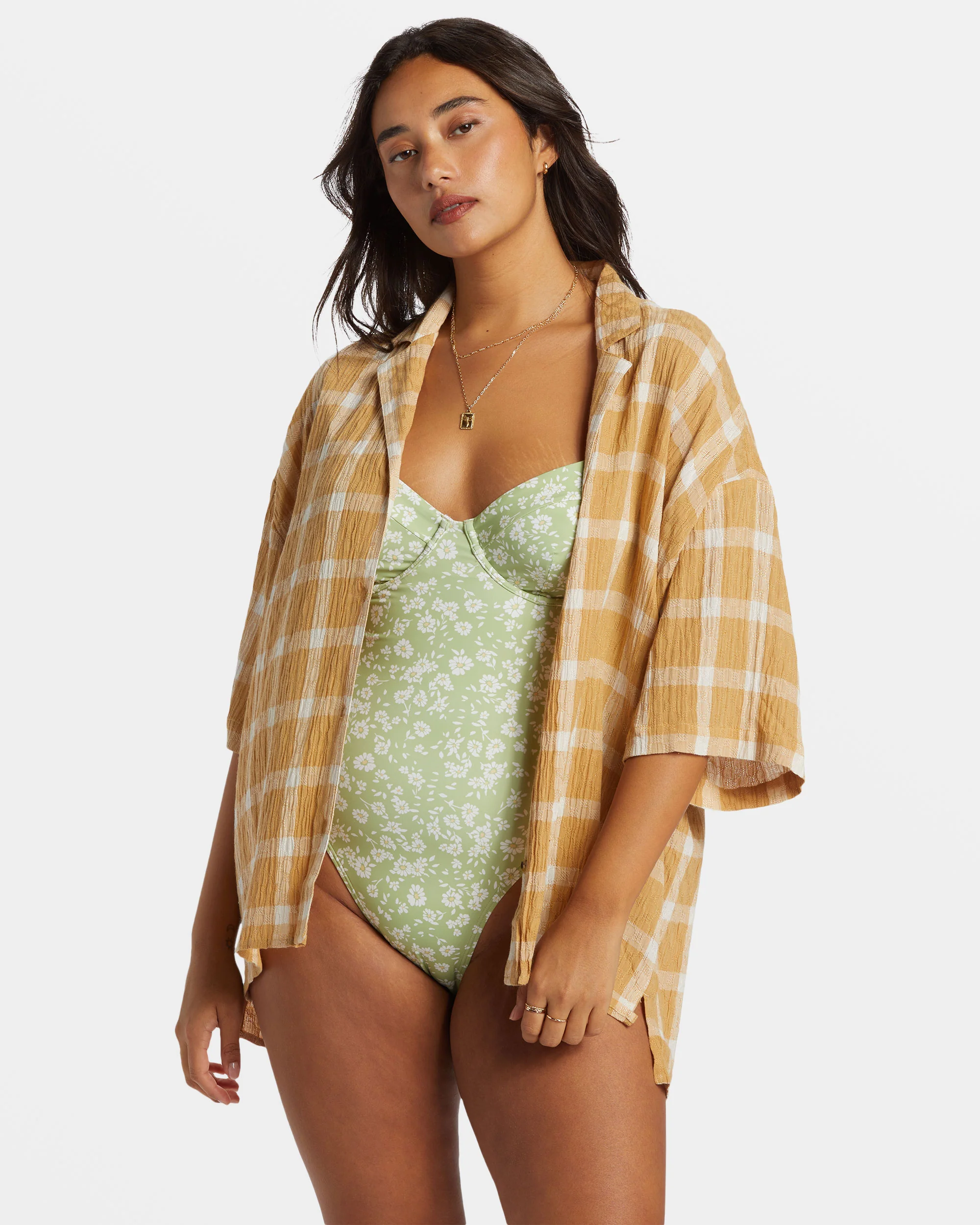Billabong Beach Side Oversized Short Sleeve Shirt - Hemp 2 -Biliabong Outlet