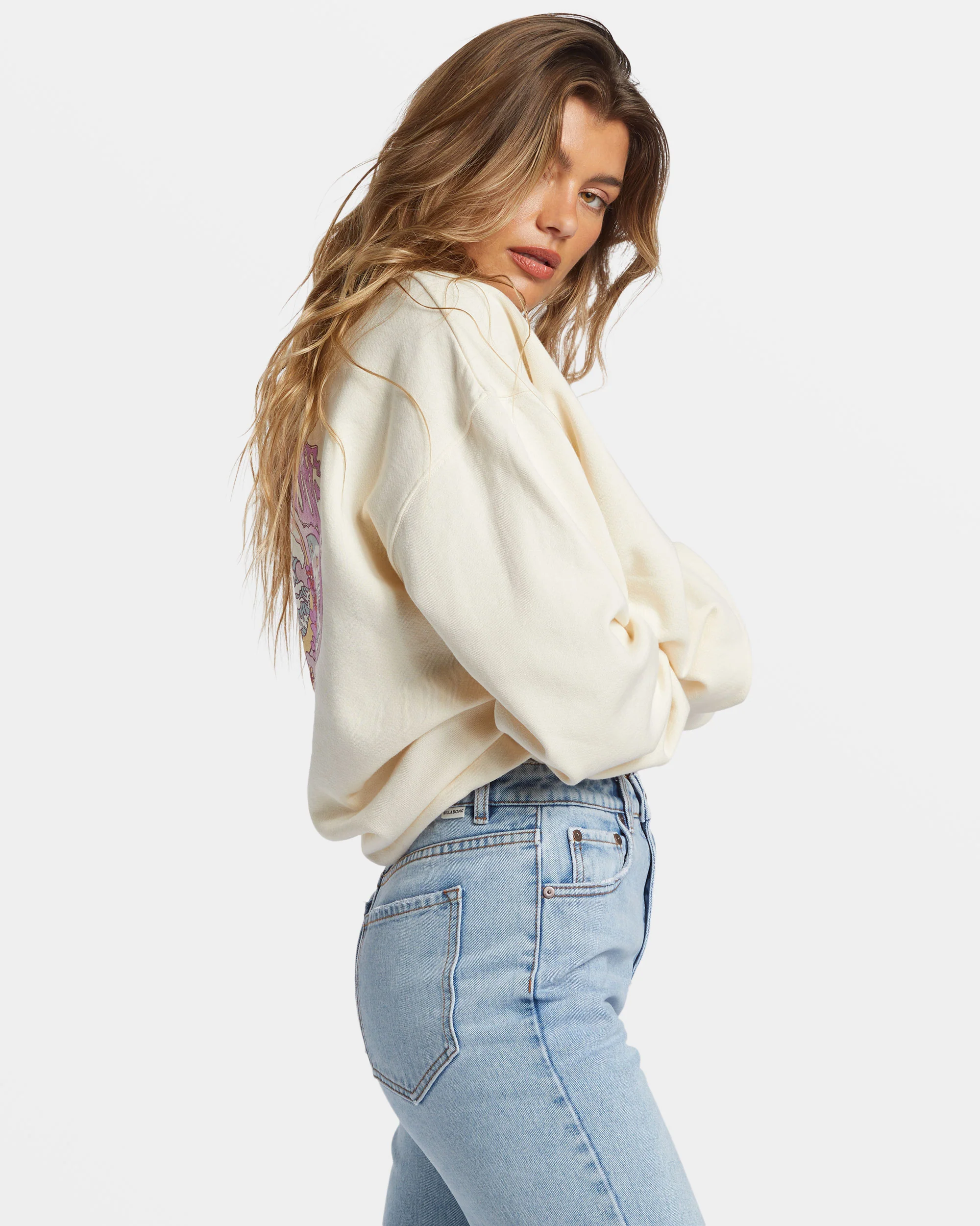 Billabong Ride In Oversized Crewneck Sweatshirt - White Cap 1 -Biliabong Outlet