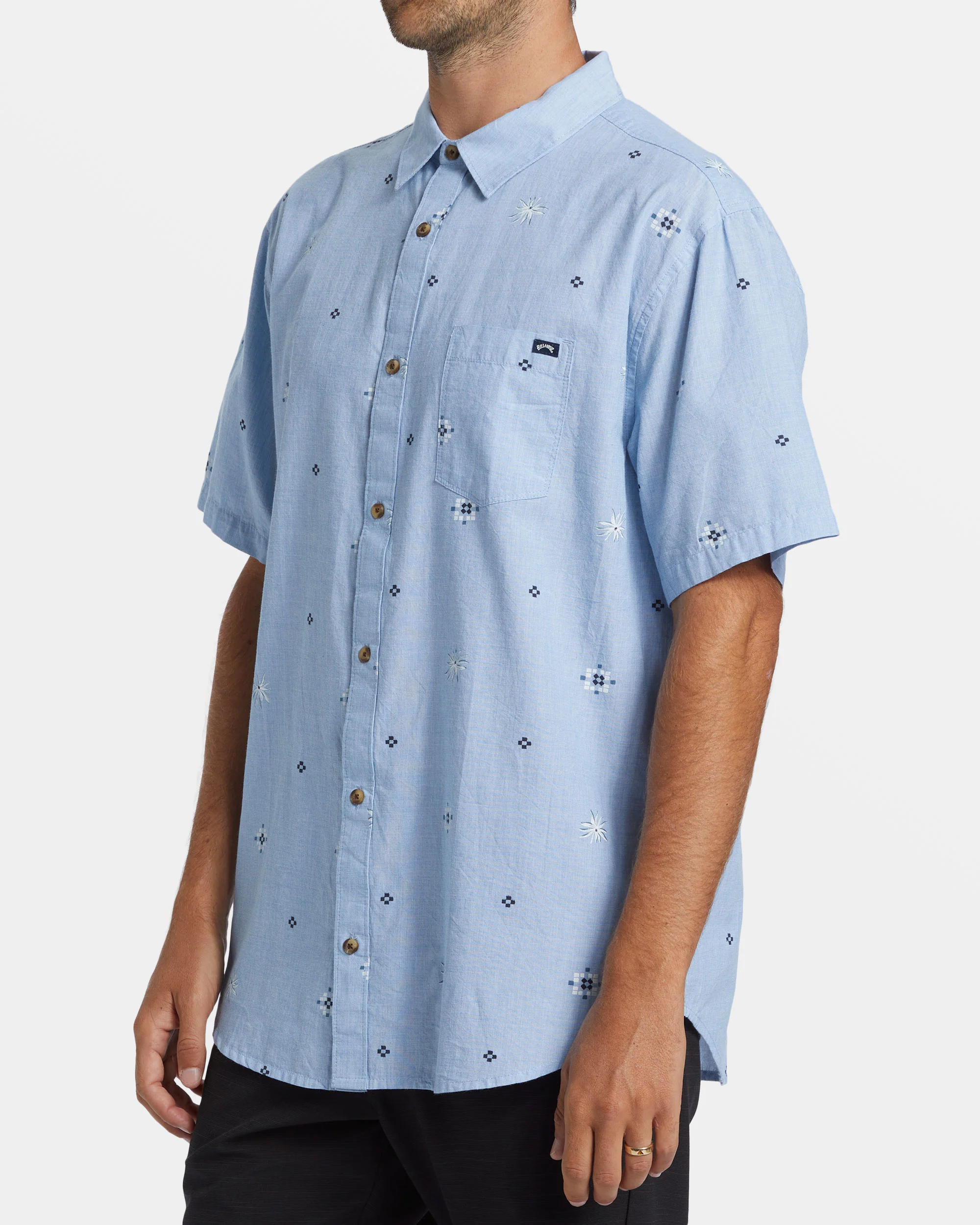 Billabong Sundays Mini Short Sleeve Shirt - Smoke Blue -Biliabong Outlet