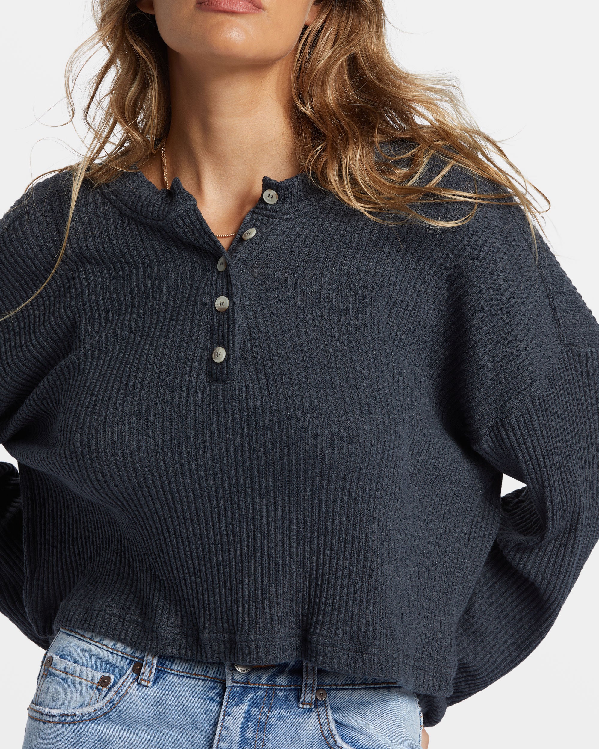 Billabong Good Catch Henley T-shirt - Black Sands -Biliabong Outlet