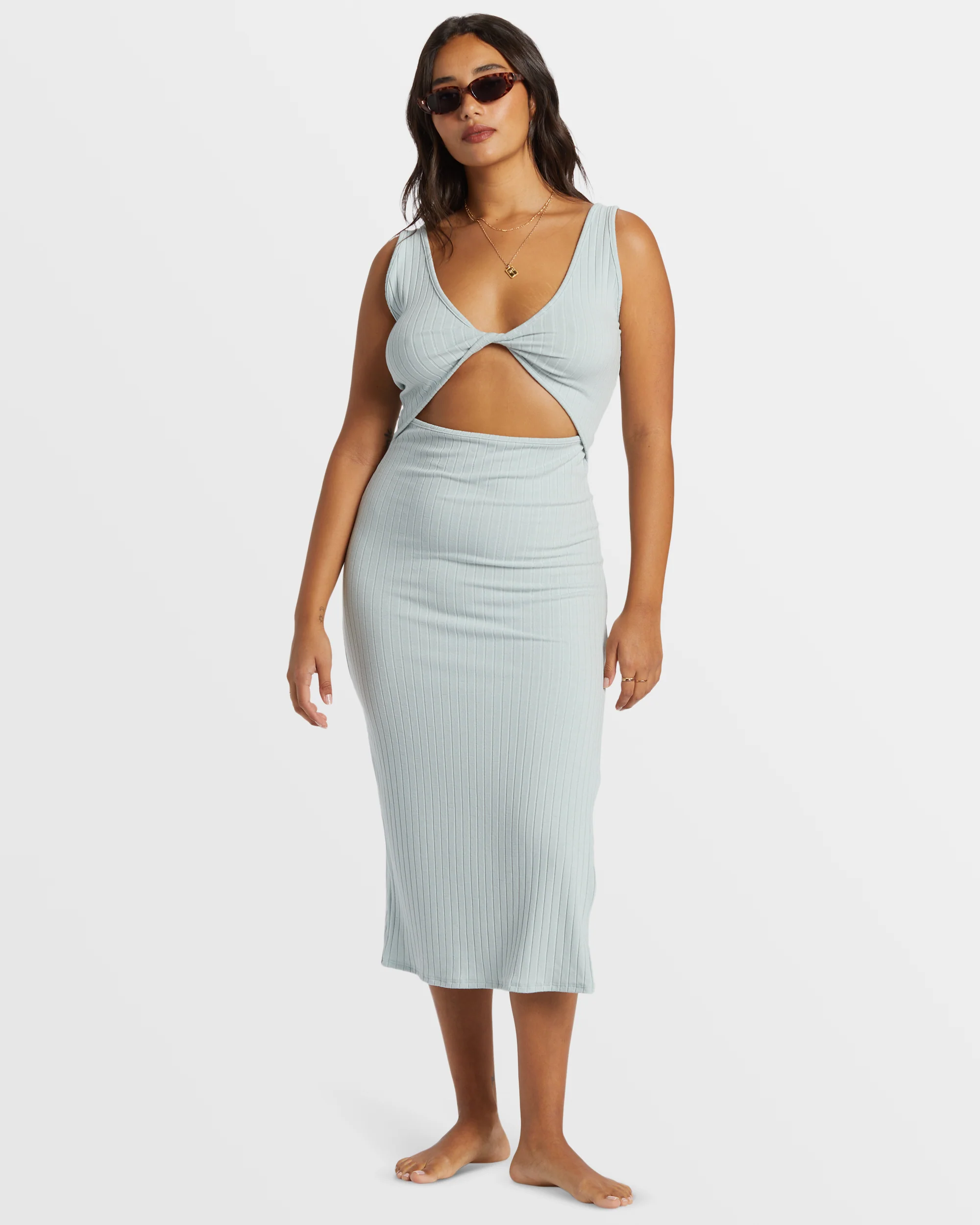 Billabong Take A Look Rib Knit Dress - Dusk Blue -Biliabong Outlet