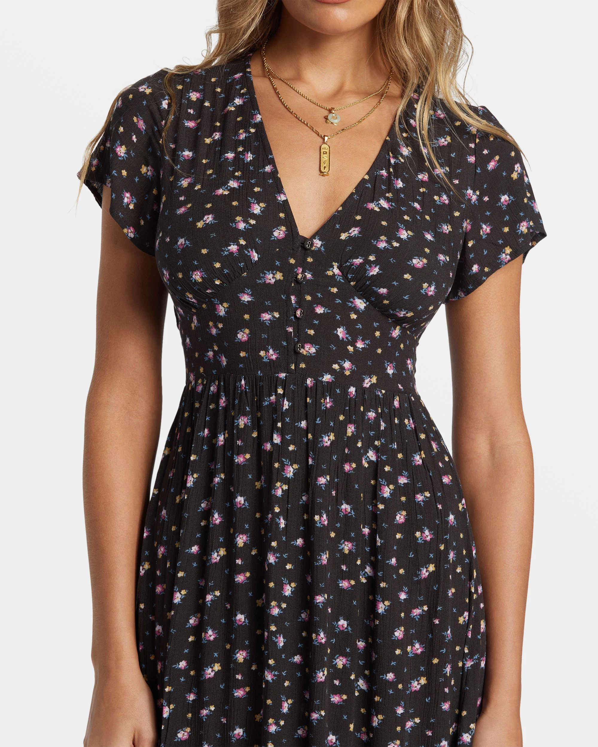 Billabong Morning Sky Midi Dress - Black Sands -Biliabong Outlet