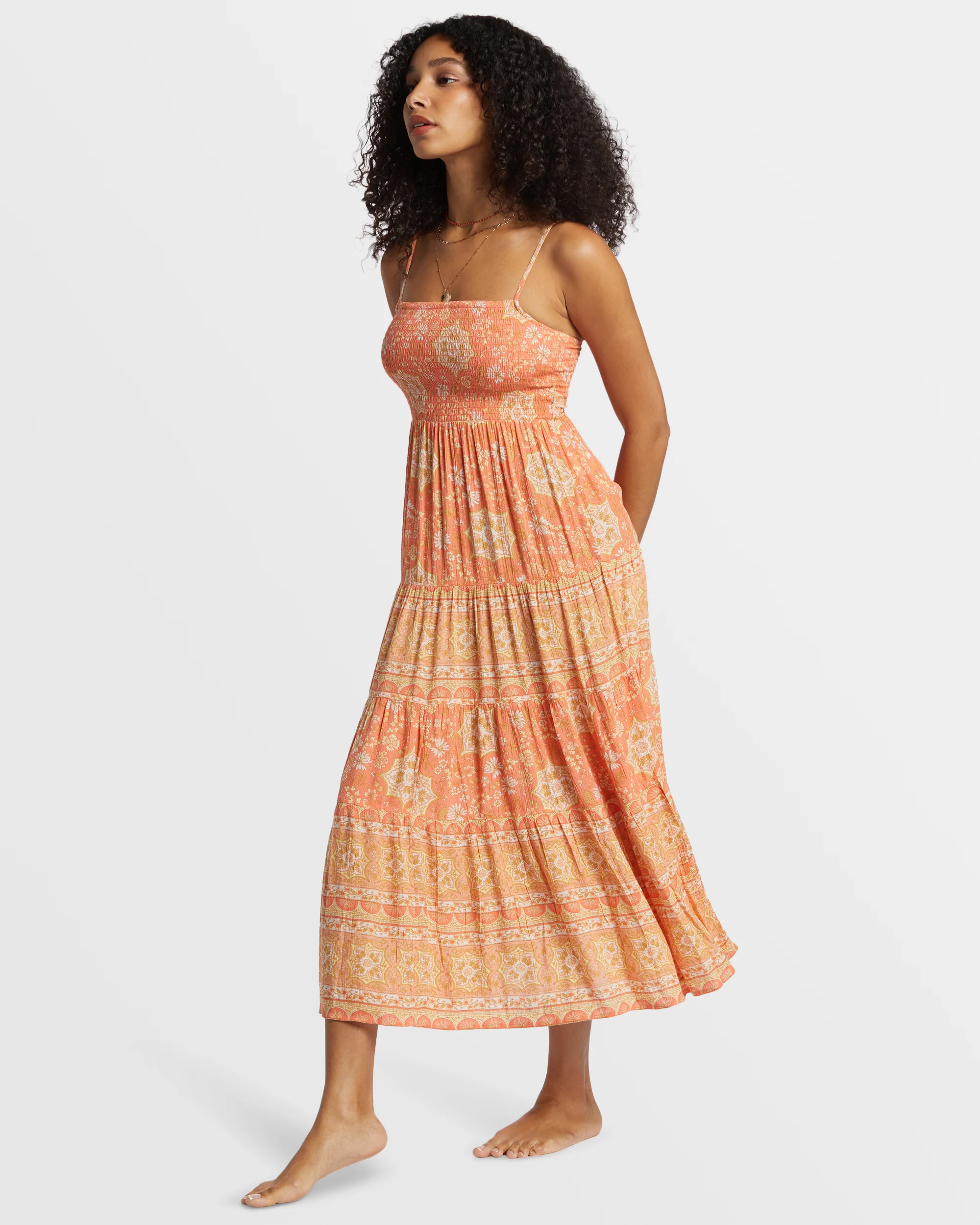Billabong Dream Space Midi Dress - Sweet Papaya -Biliabong Outlet
