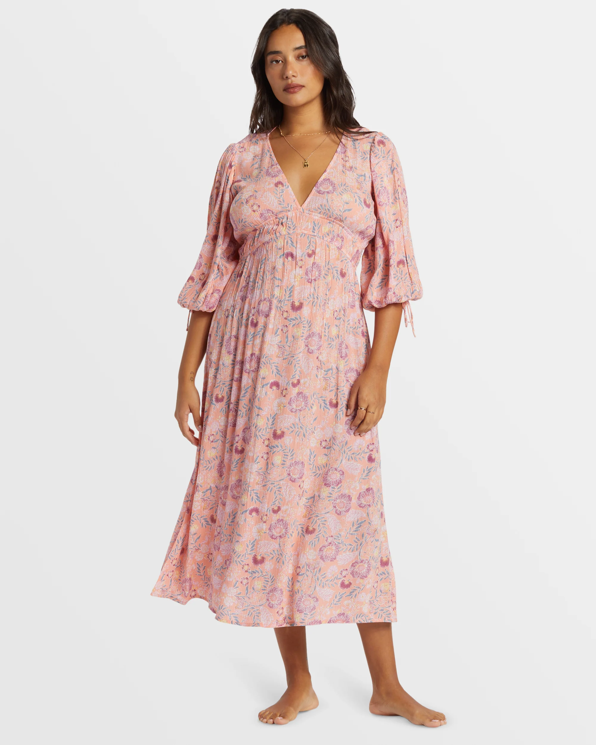 Billabong Paradise Sky Midi Dress - Peach Paradise -Biliabong Outlet