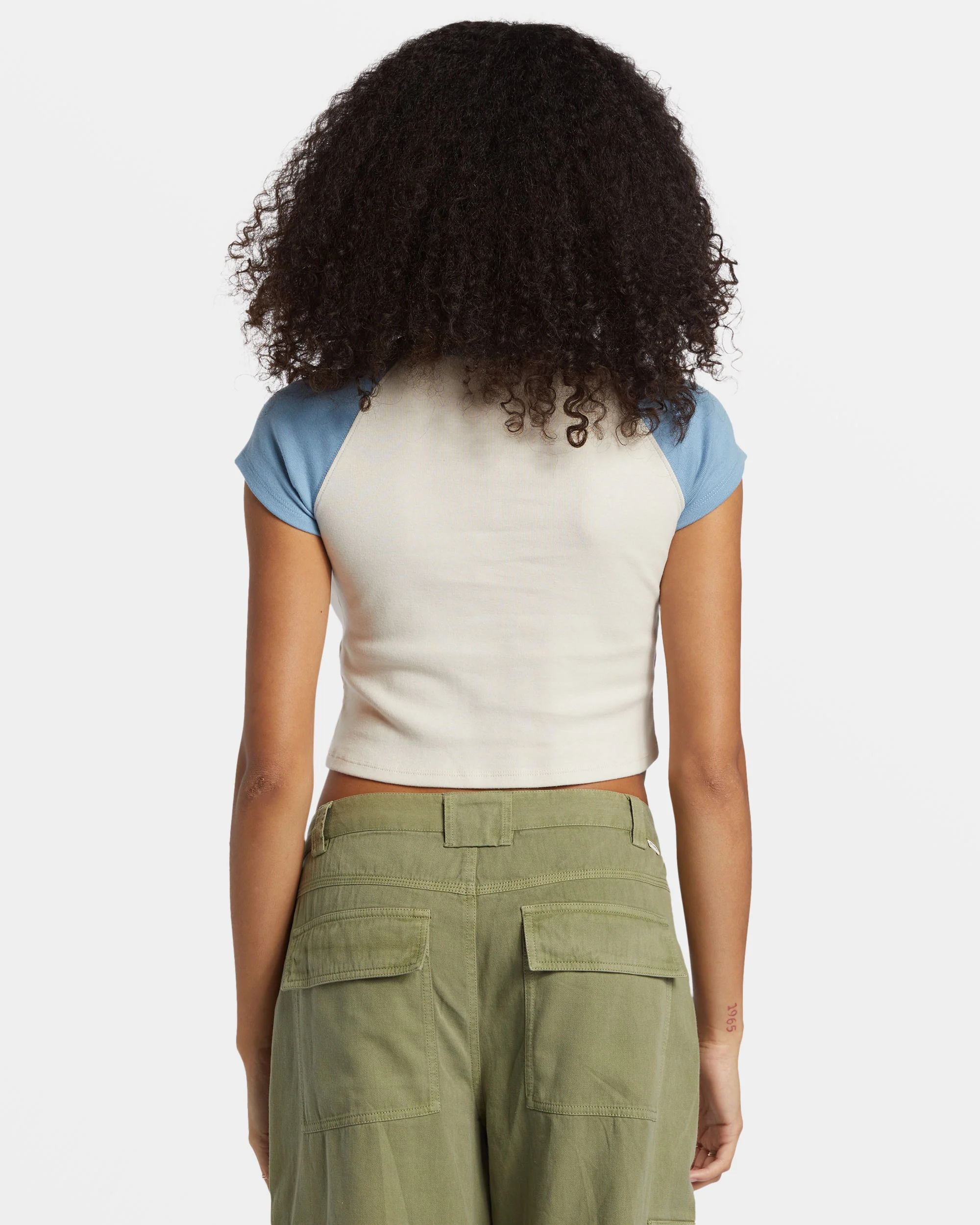Billabong Blissed Cropped Raglan T-Shirt - Blue Shadow -Biliabong Outlet