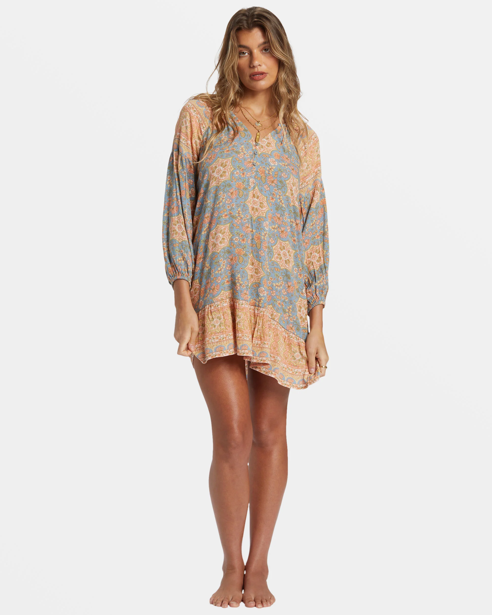 Billabong Shes A Dreamer Mini Dress - Western Sky -Biliabong Outlet