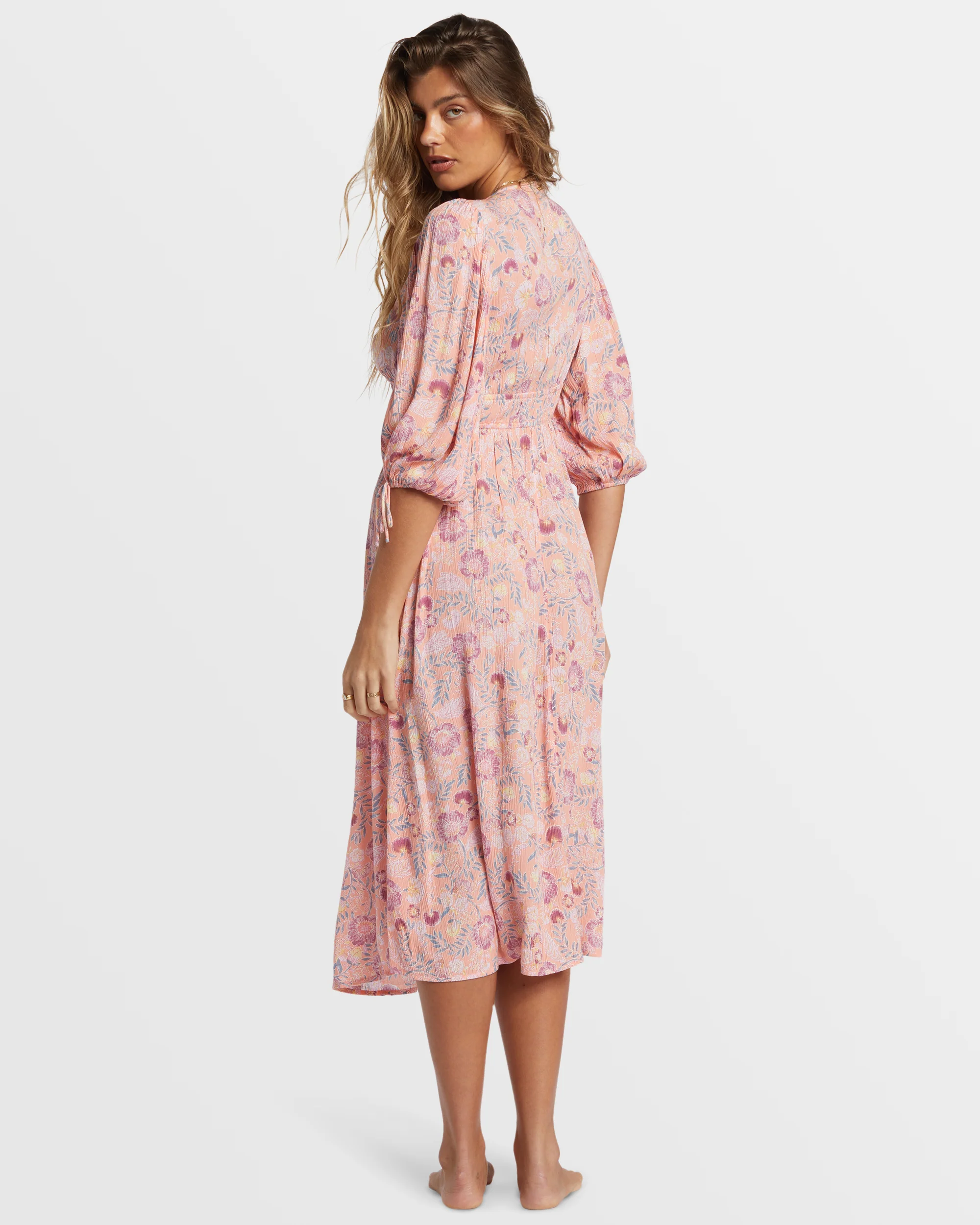Billabong Paradise Sky Midi Dress - Peach Paradise -Biliabong Outlet