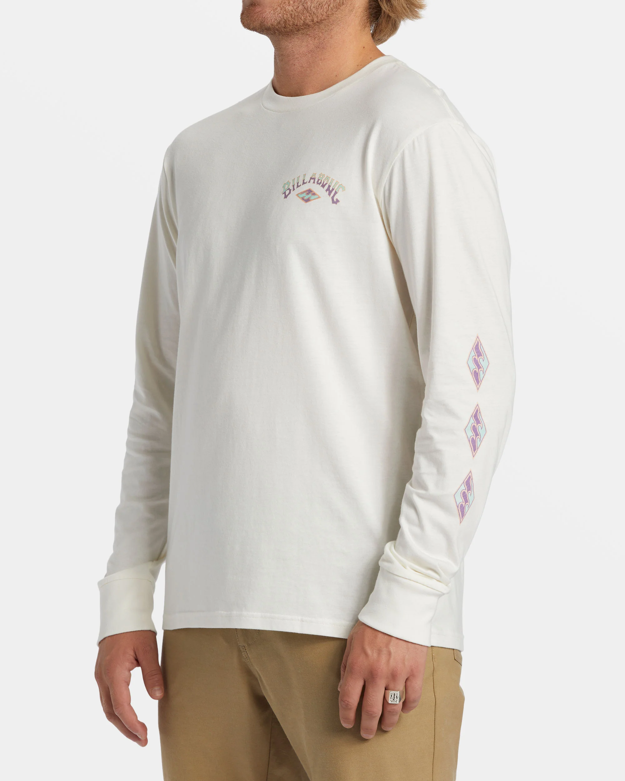 Billabong Crayon Wave Long Sleeve T-shirt - Off White -Biliabong Outlet
