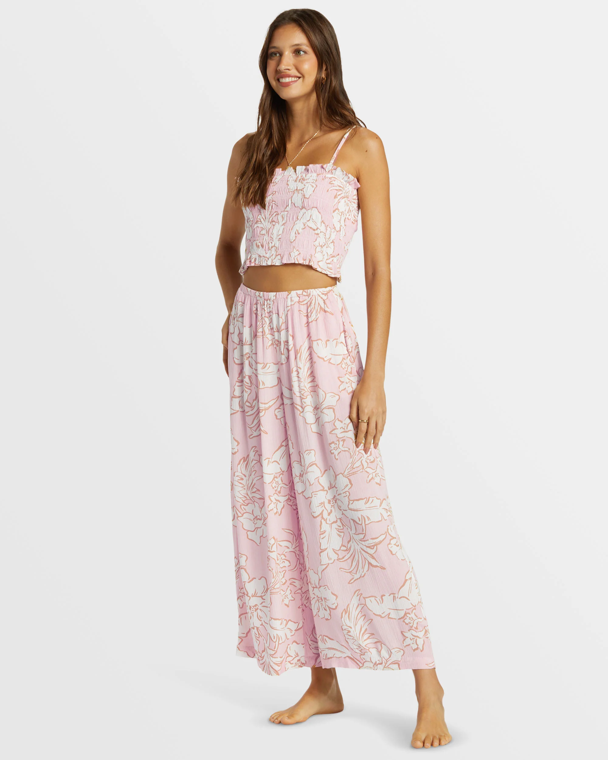 Billabong Sun Catcher Elastic Waist Printed Pants - Feelin Peachy -Biliabong Outlet