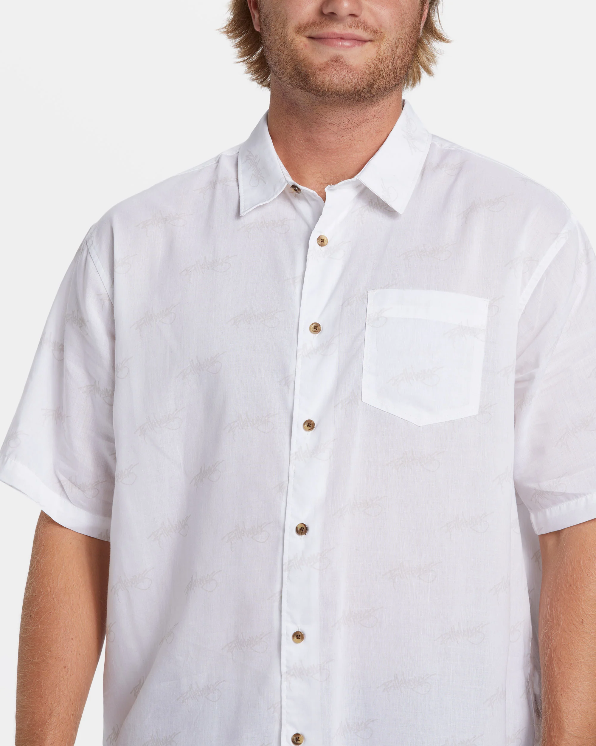 Billabong Script Short Sleeve Shirt - White -Biliabong Outlet
