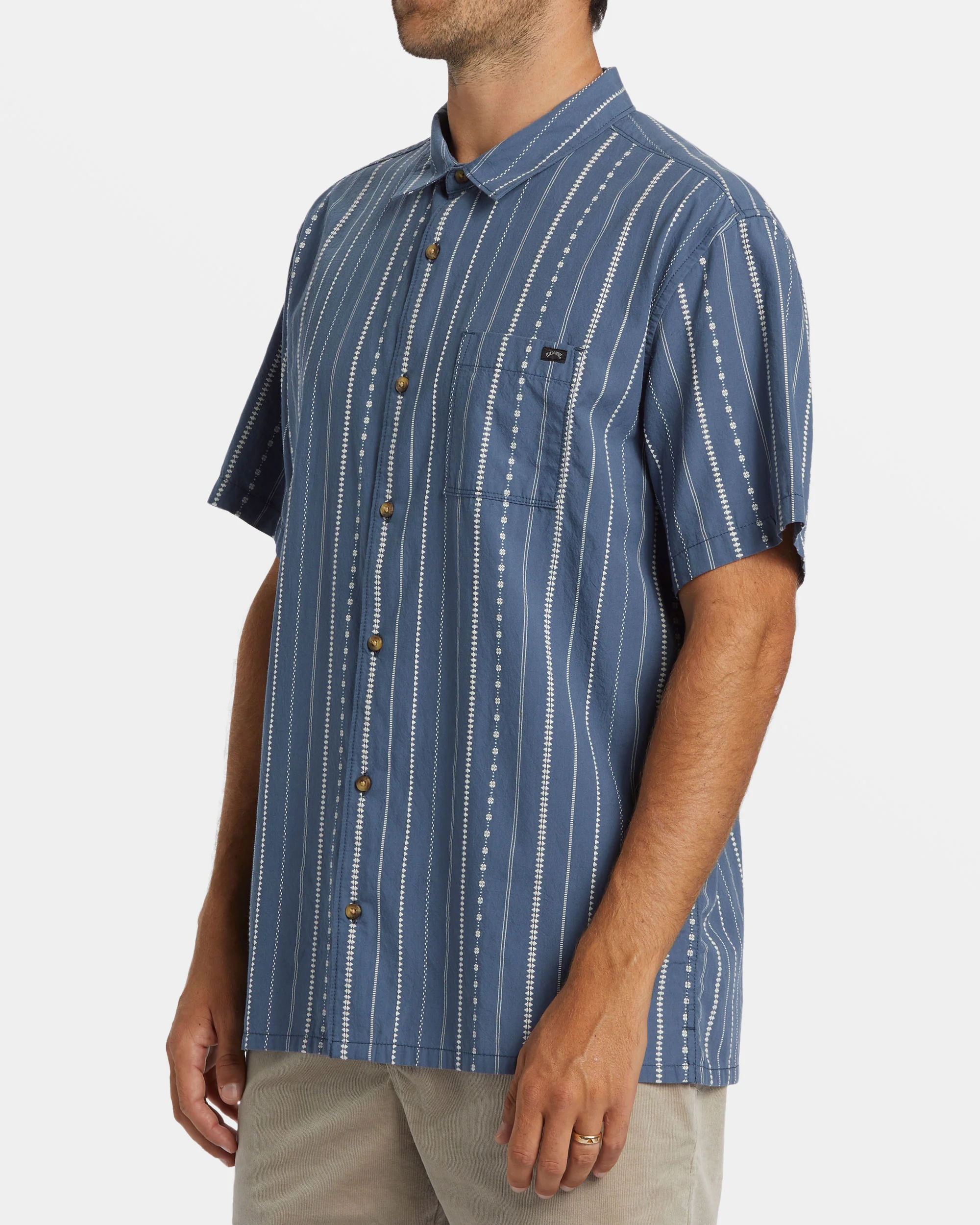 Billabong Sundays Jacquard Short Sleeve Shirt - Smoke Blue -Biliabong Outlet