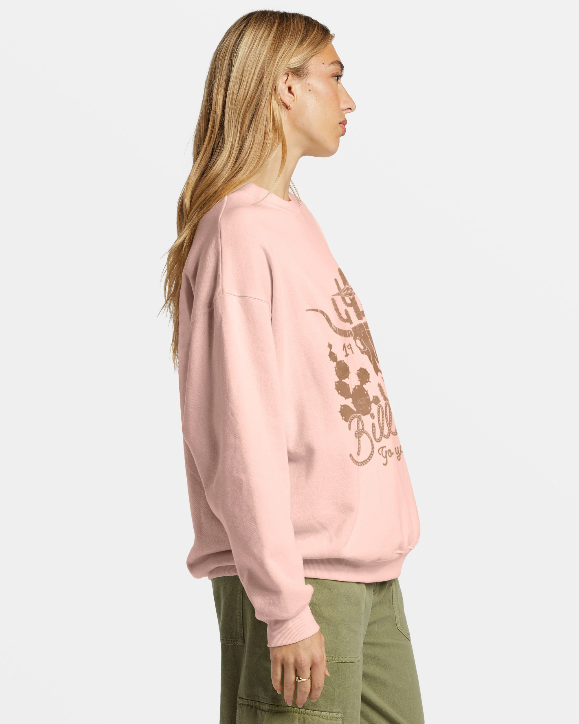 Billabong Ride In Oversized Crewneck Sweatshirt - Feelin Peachy -Biliabong Outlet