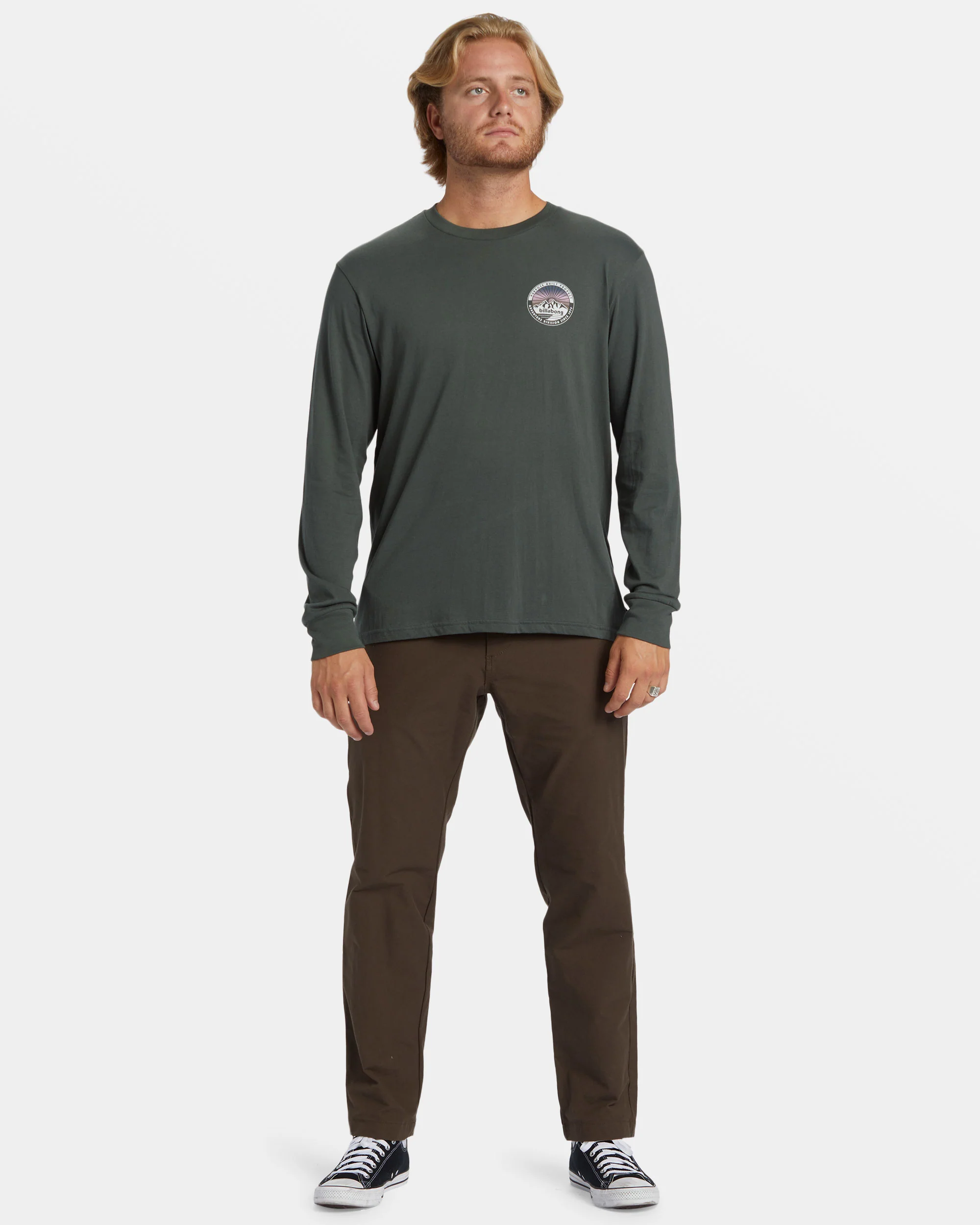 Billabong Rockies Long Sleeve T-shirt - Slate Green -Biliabong Outlet