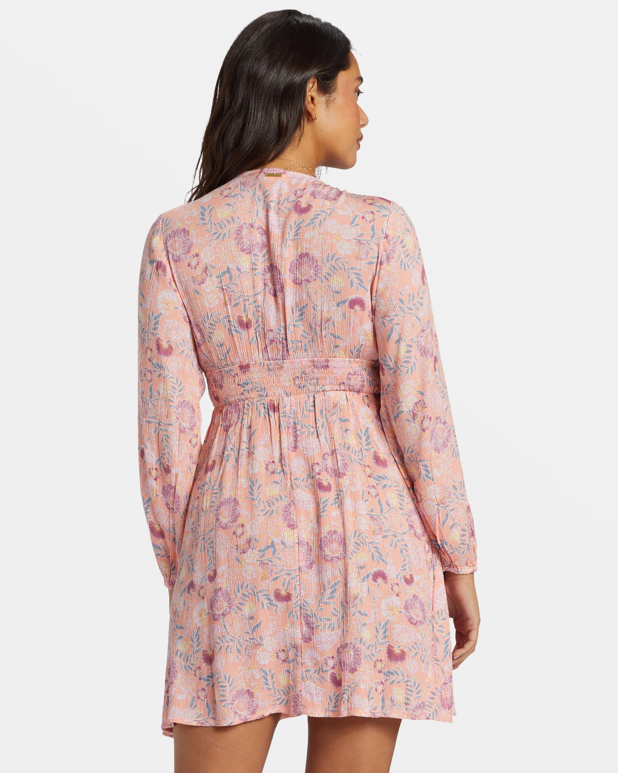 Billabong In Ur Dreams Long-Sleeve Mini Dress - Peach Paradise -Biliabong Outlet