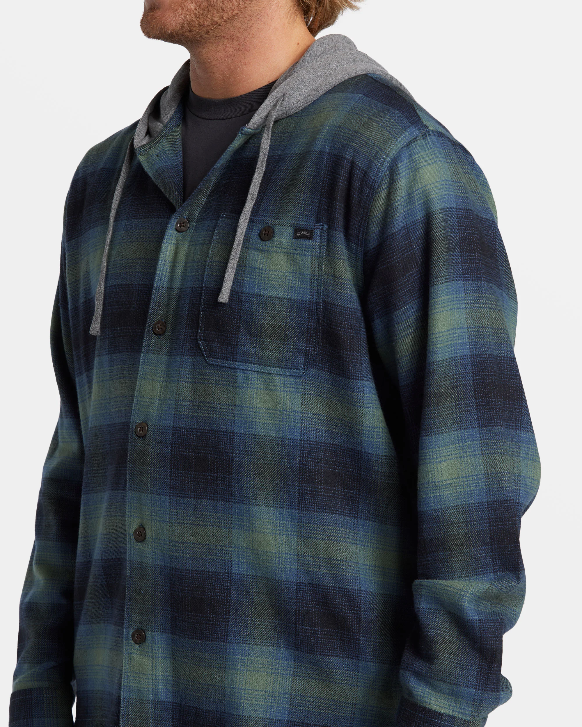 Billabong Baja Hooded Flannel Shirt - Fern -Biliabong Outlet