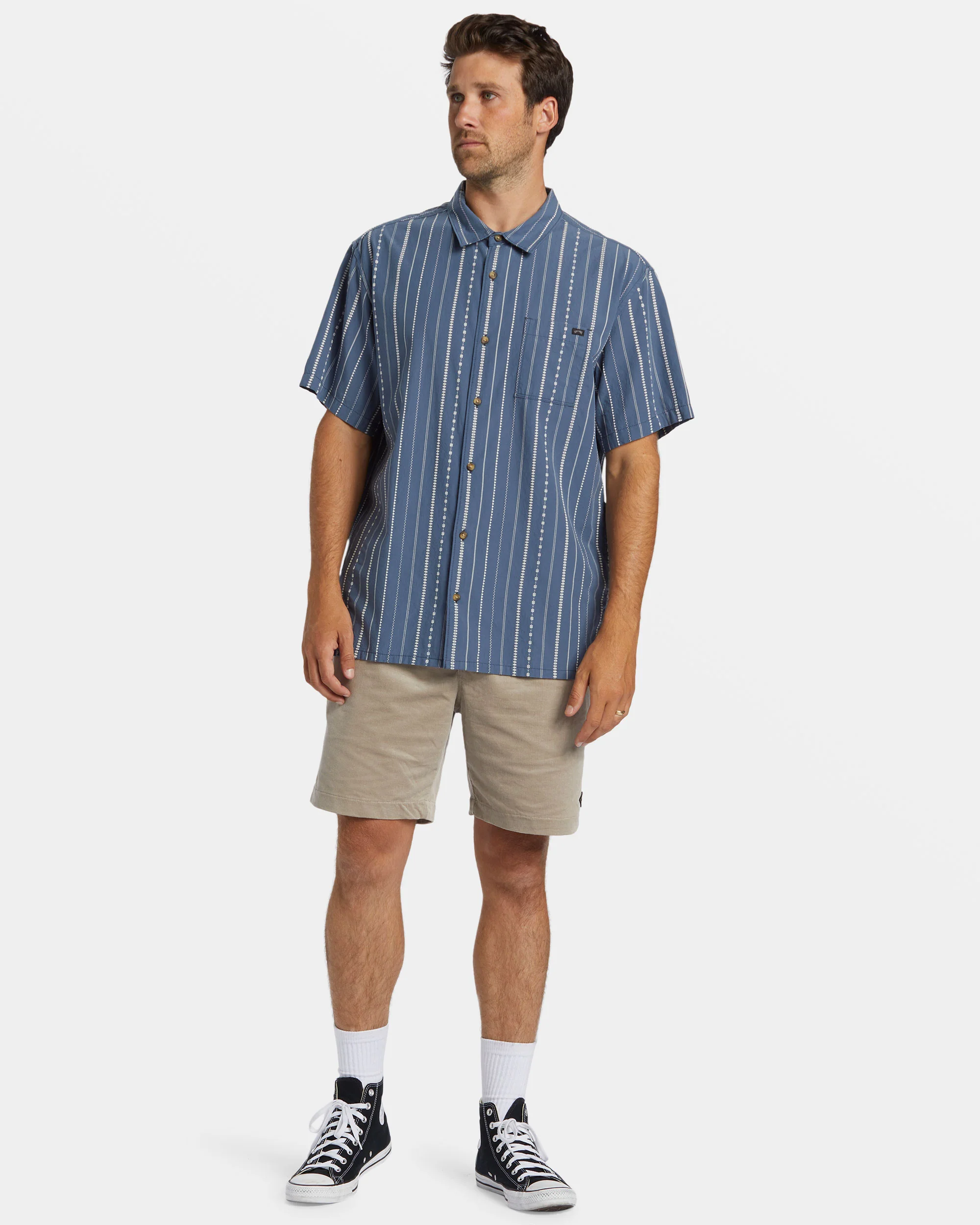 Billabong Sundays Jacquard Short Sleeve Shirt - Smoke Blue -Biliabong Outlet