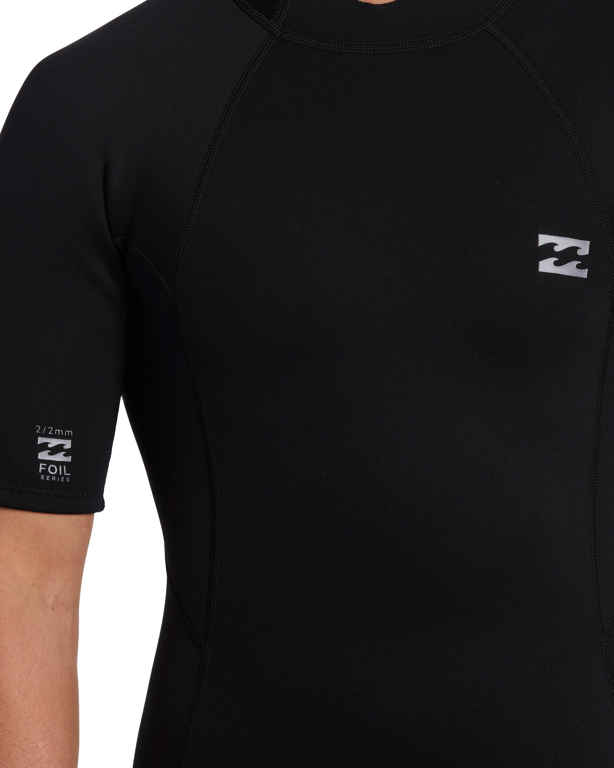 Billabong 2mm Foil Back Zip Short Sleeve Springsuit - Black -Biliabong Outlet