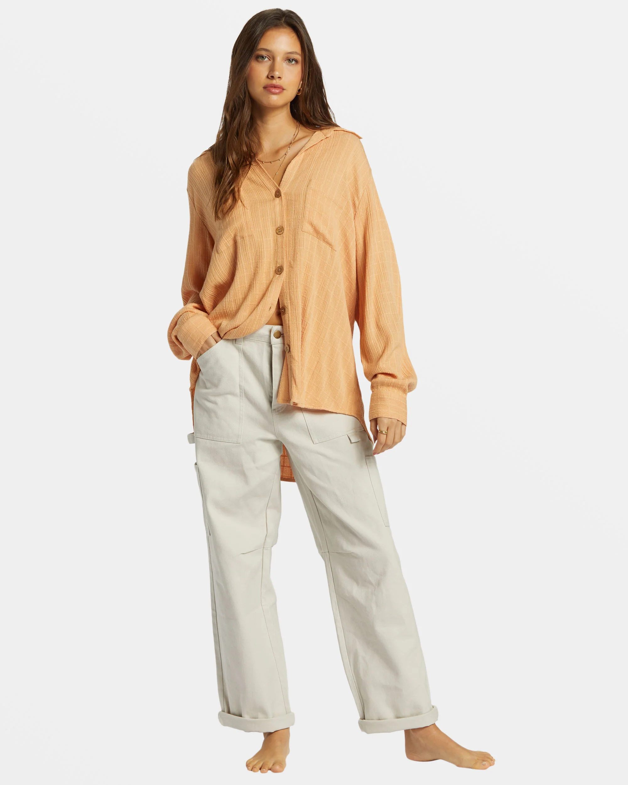 Billabong Swell Long Sleeve Shirt - Baked Clay -Biliabong Outlet