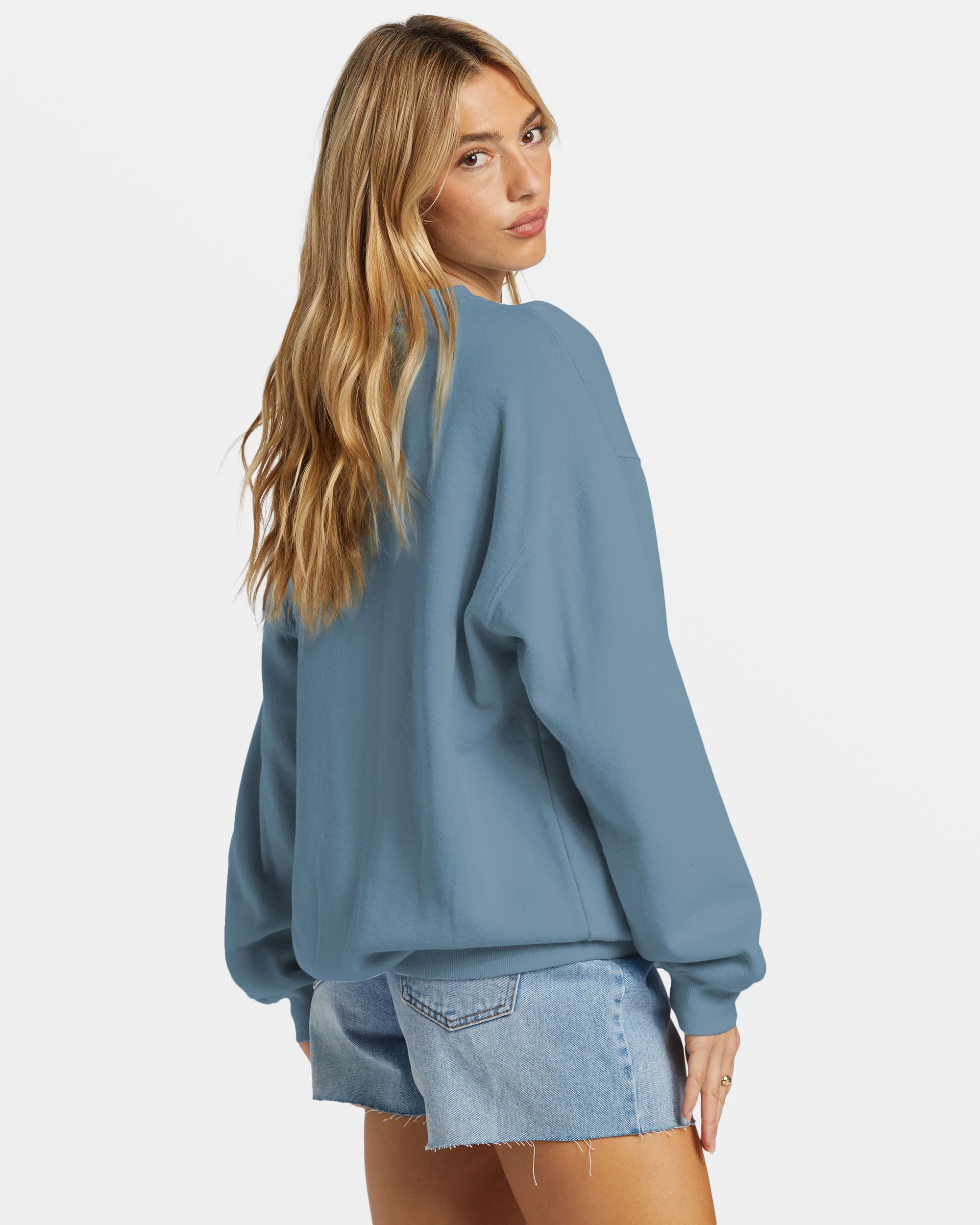 Billabong Ride In Oversized Crewneck Sweatshirt - Blue Shadow -Biliabong Outlet
