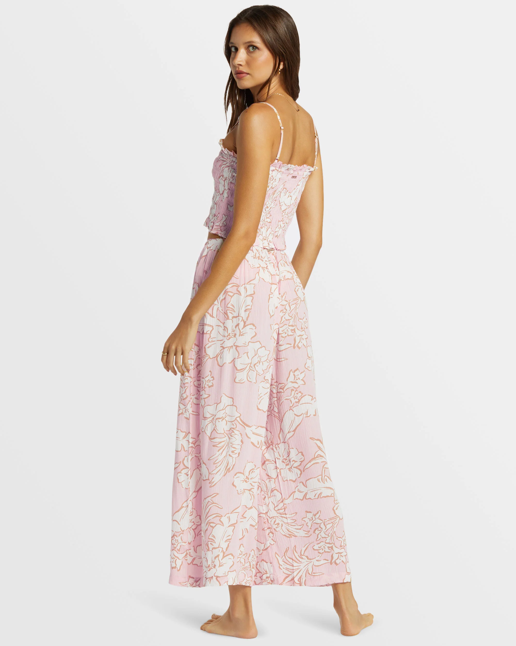 Billabong Sun Catcher Elastic Waist Printed Pants - Feelin Peachy -Biliabong Outlet