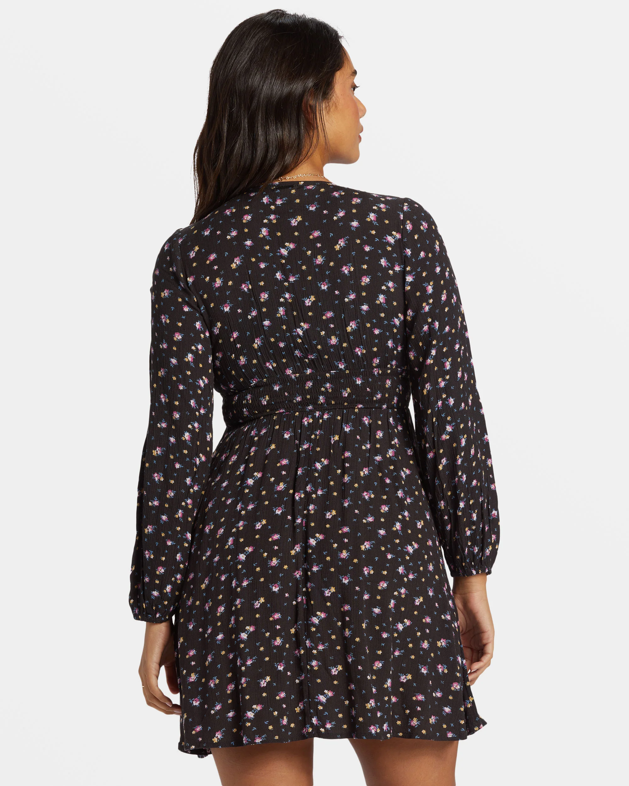 Billabong In Ur Dreams Long-Sleeve Mini Dress - Black Sands -Biliabong Outlet