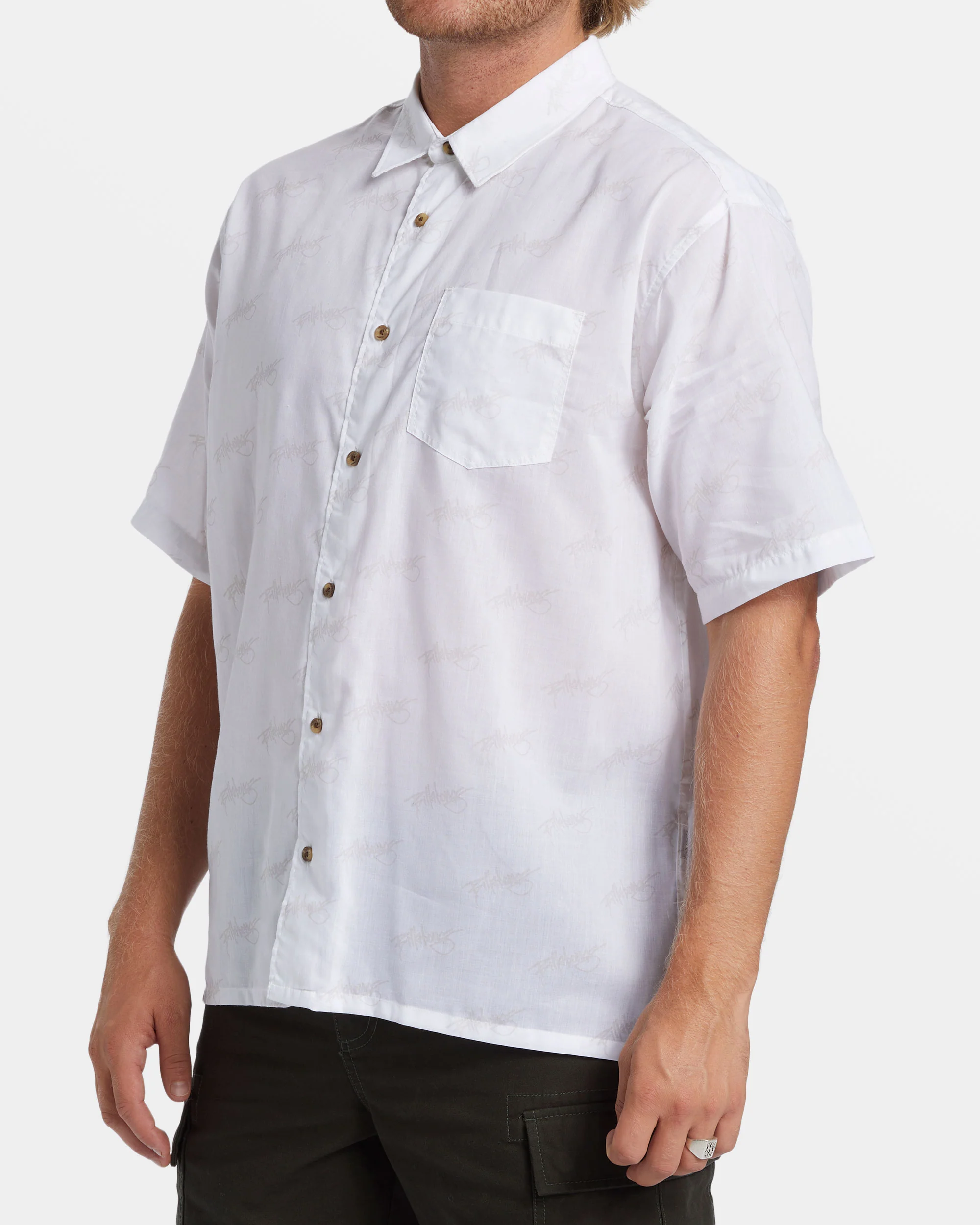 Billabong Script Short Sleeve Shirt - White -Biliabong Outlet