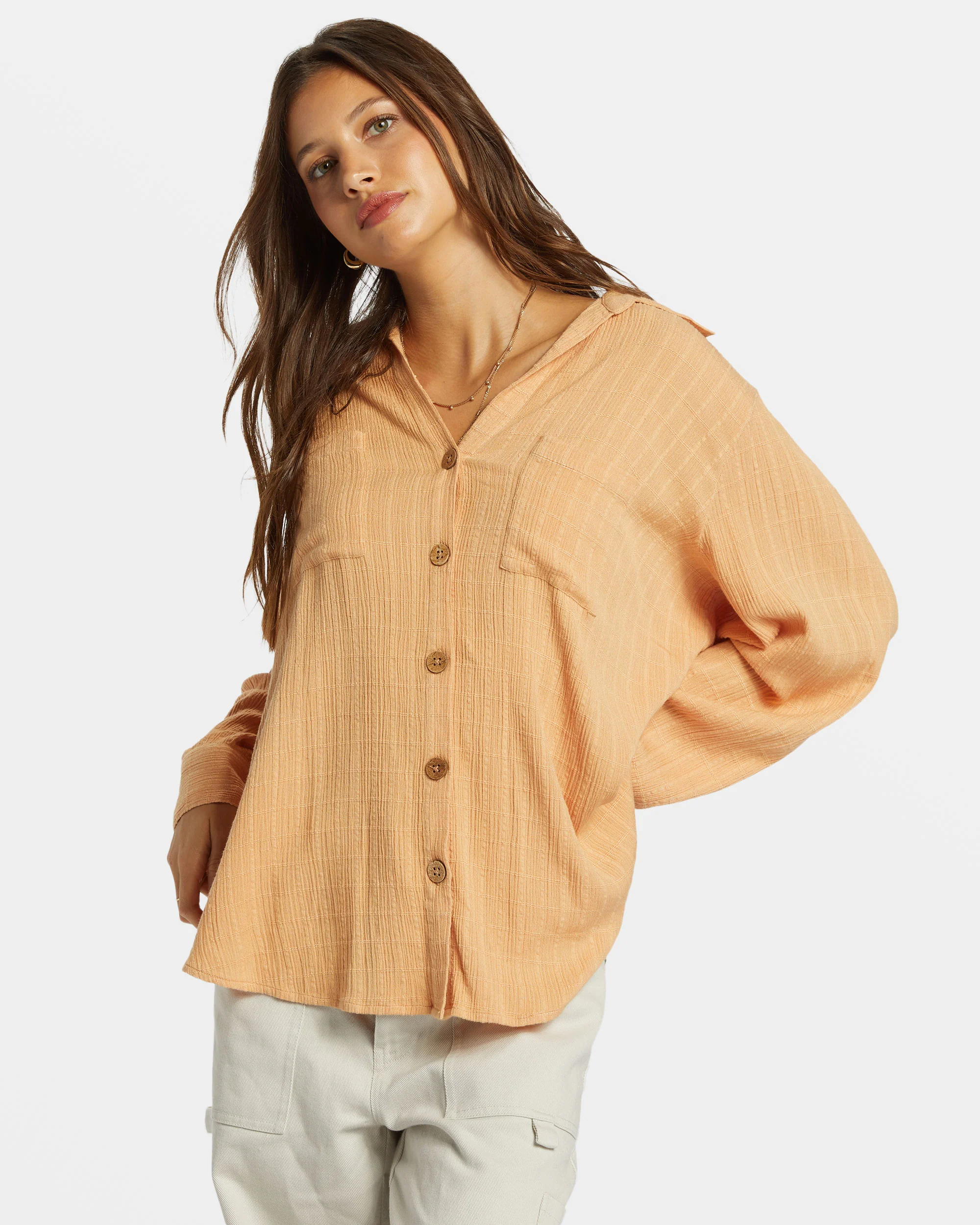 Billabong Swell Long Sleeve Shirt - Baked Clay -Biliabong Outlet
